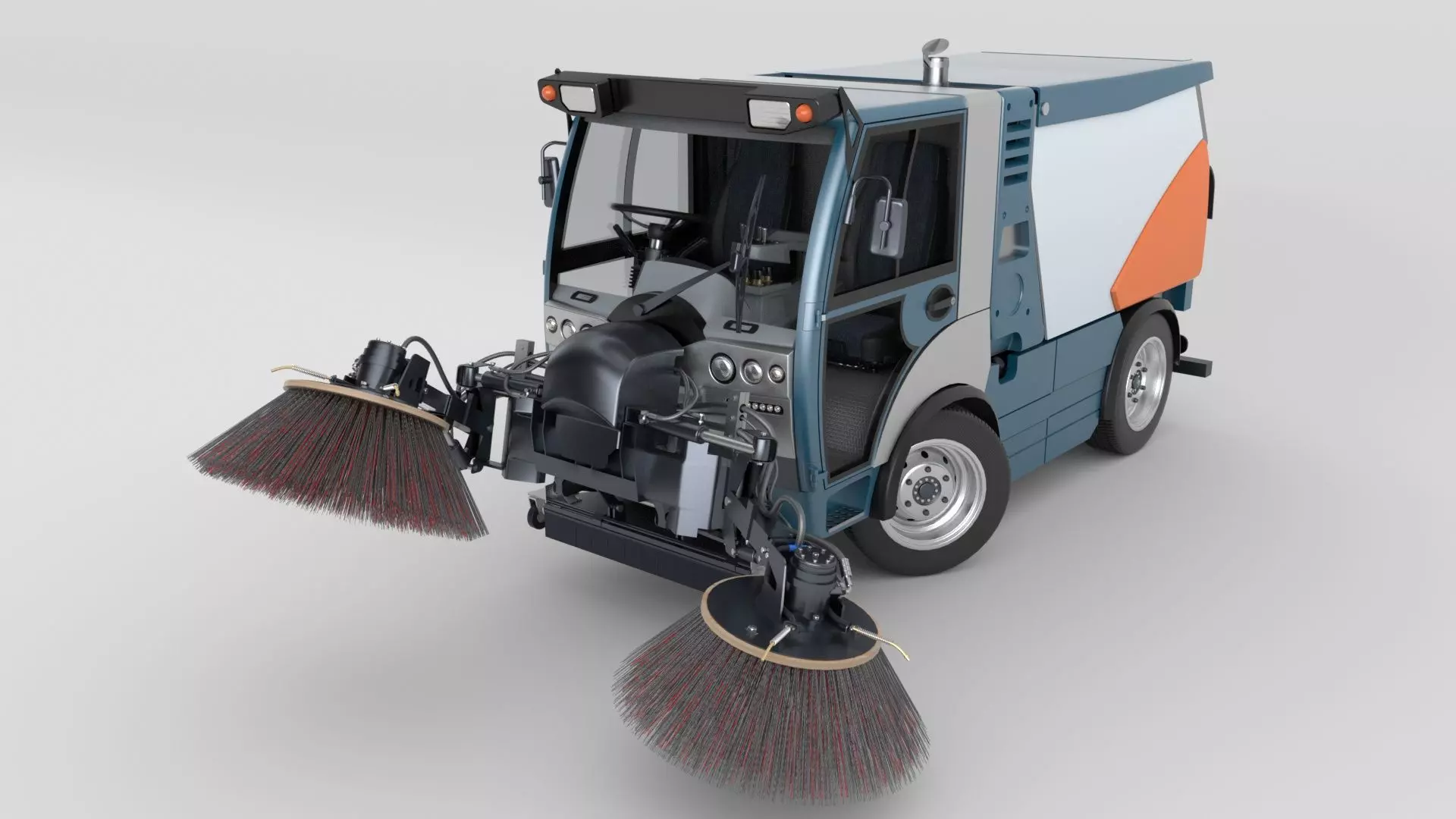 Street Sweeper Rigged and Animated 3D model_2