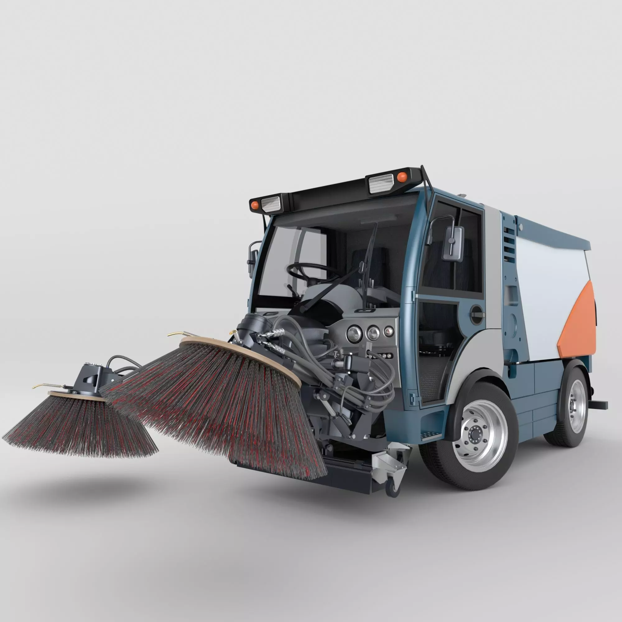 Street Sweeper Rigged and Animated 3D model_0