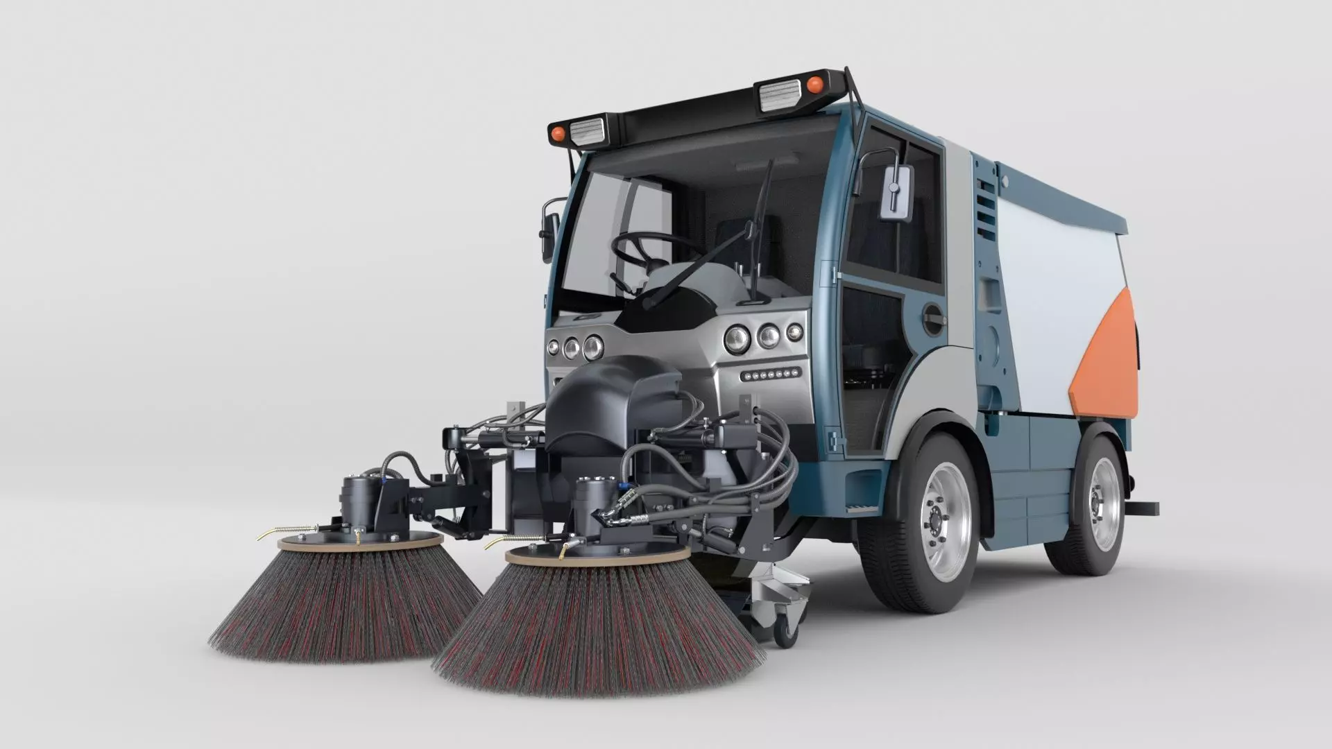 Street Sweeper Rigged and Animated 3D model_65