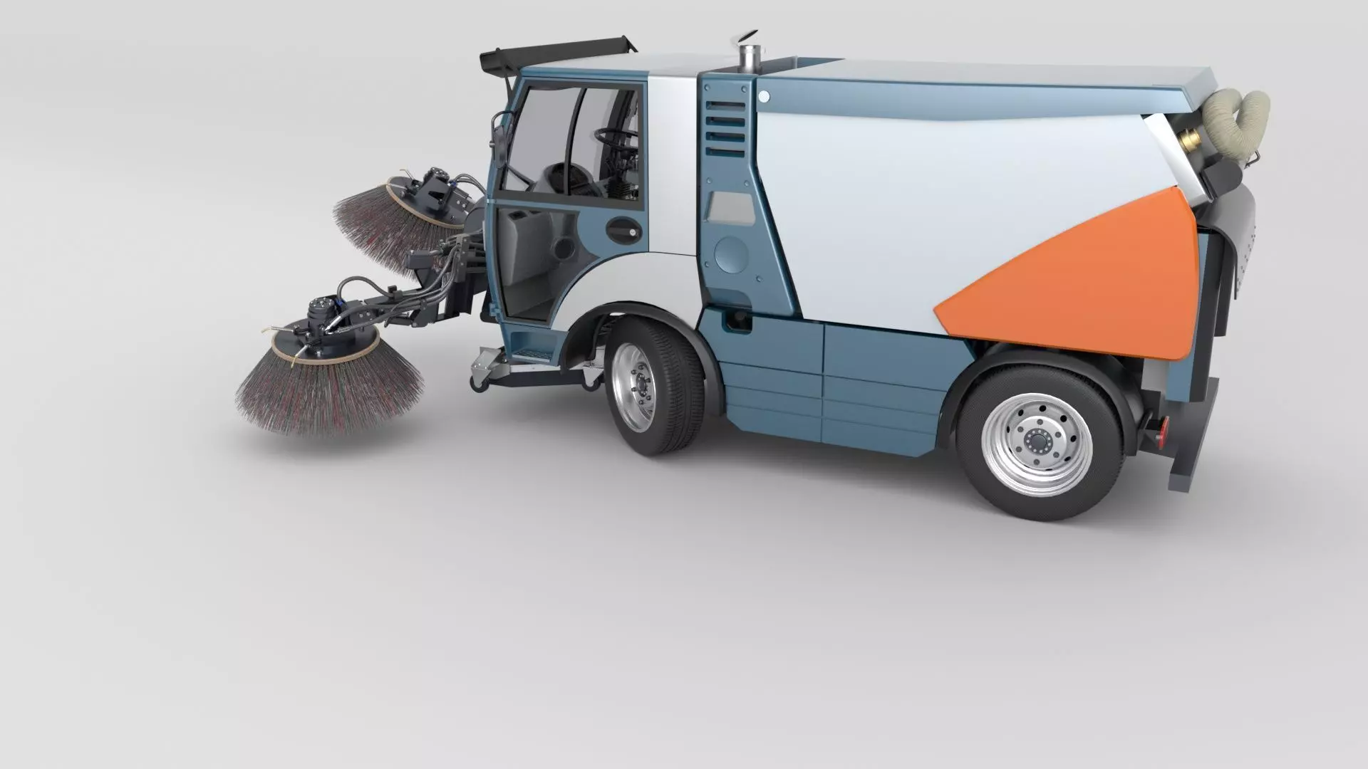 Street Sweeper Rigged and Animated 3D model_3