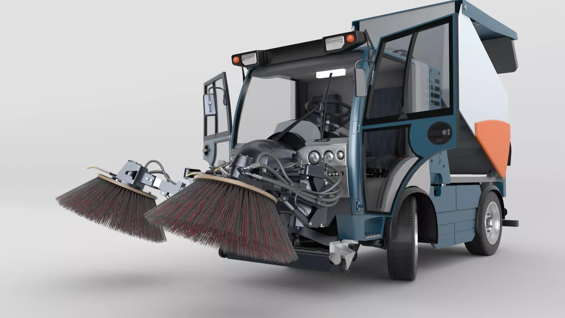 Street Sweeper Rigged and Animated 3D model_55