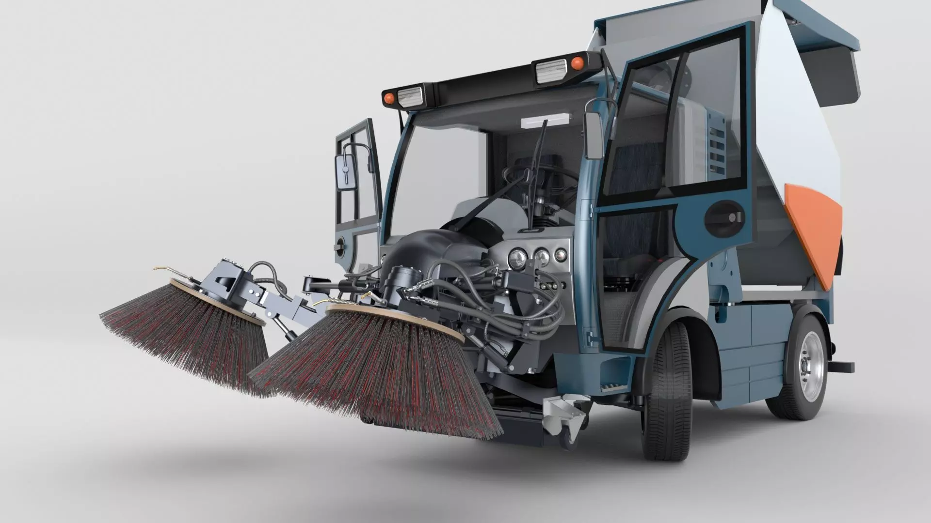 Street Sweeper Rigged and Animated 3D model_56