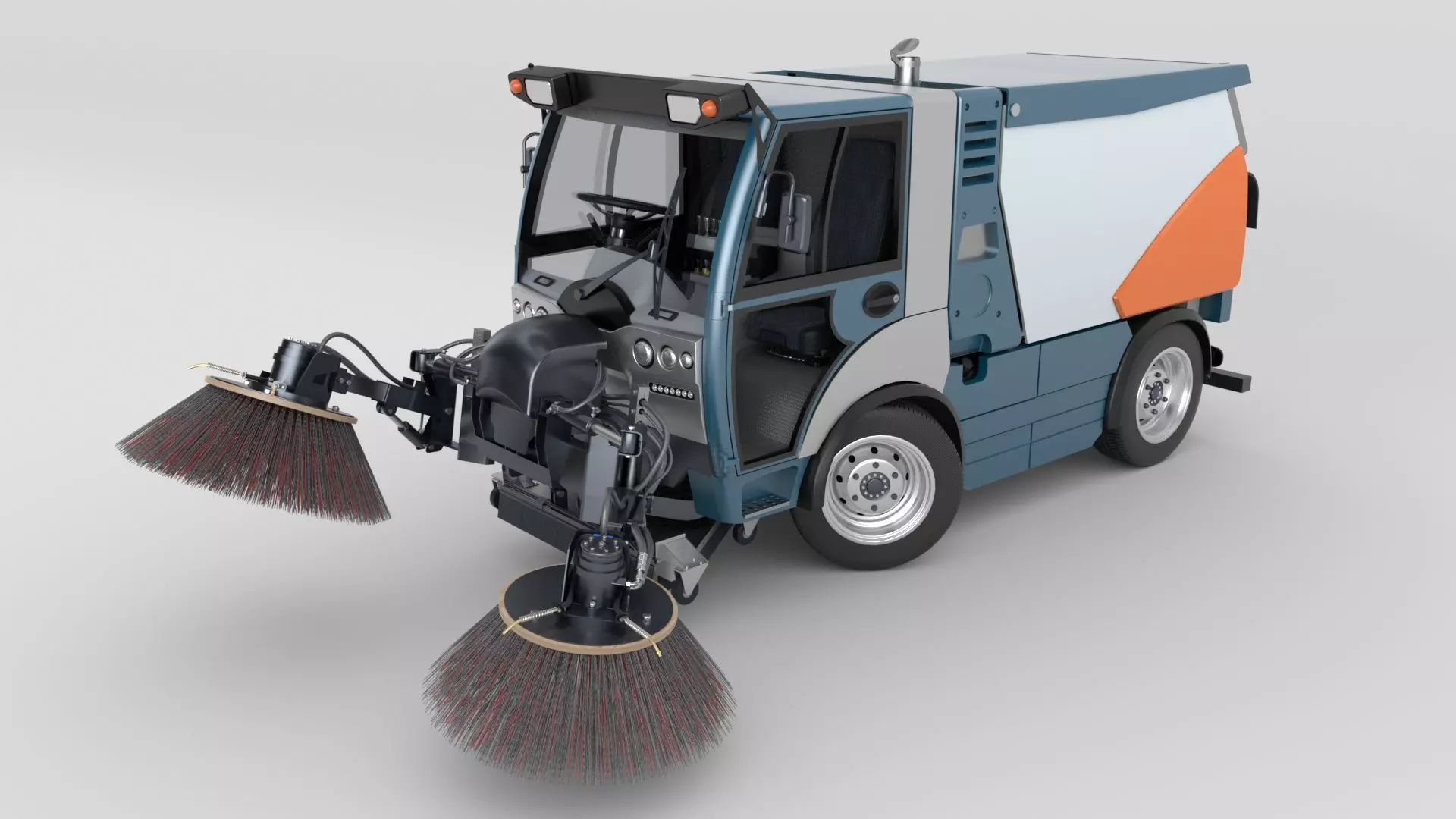 Street Sweeper Rigged and Animated 3D model_12