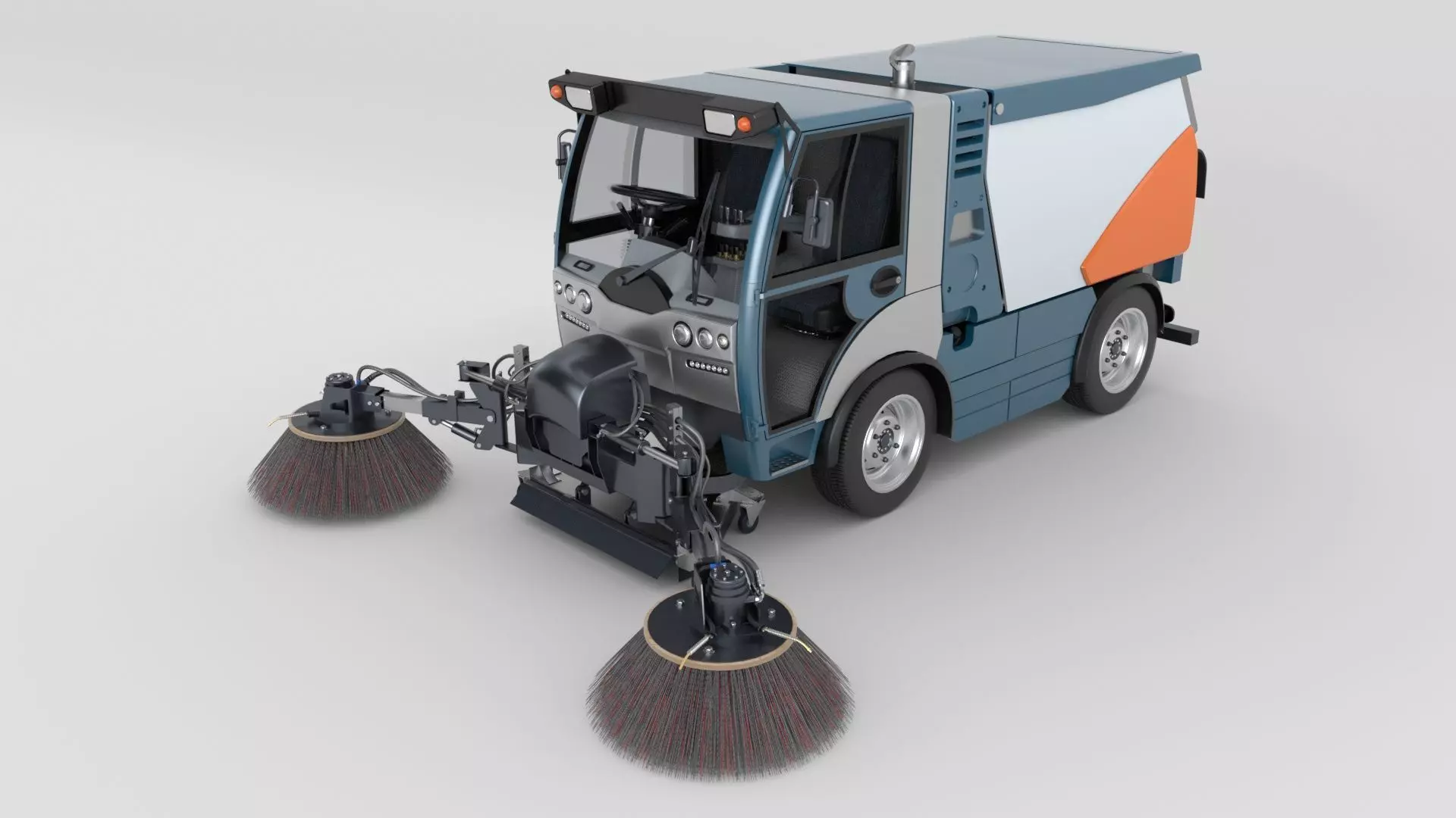 Street Sweeper Rigged and Animated 3D model_27
