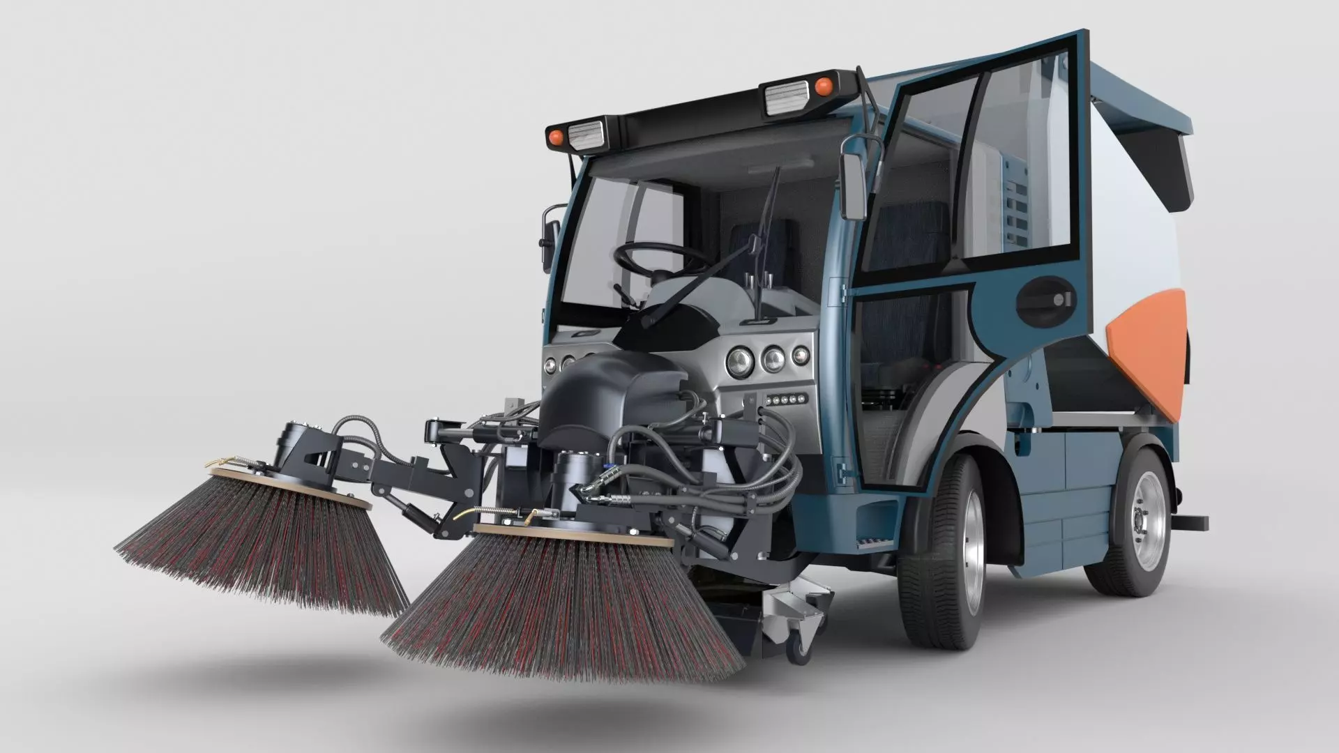 Street Sweeper Rigged and Animated 3D model_60
