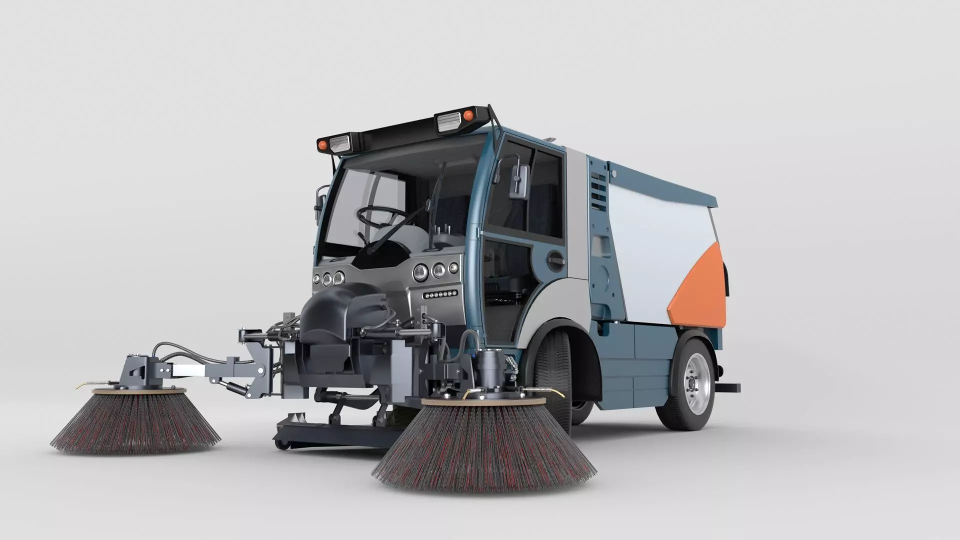 Street Sweeper Rigged and Animated 3D model_29