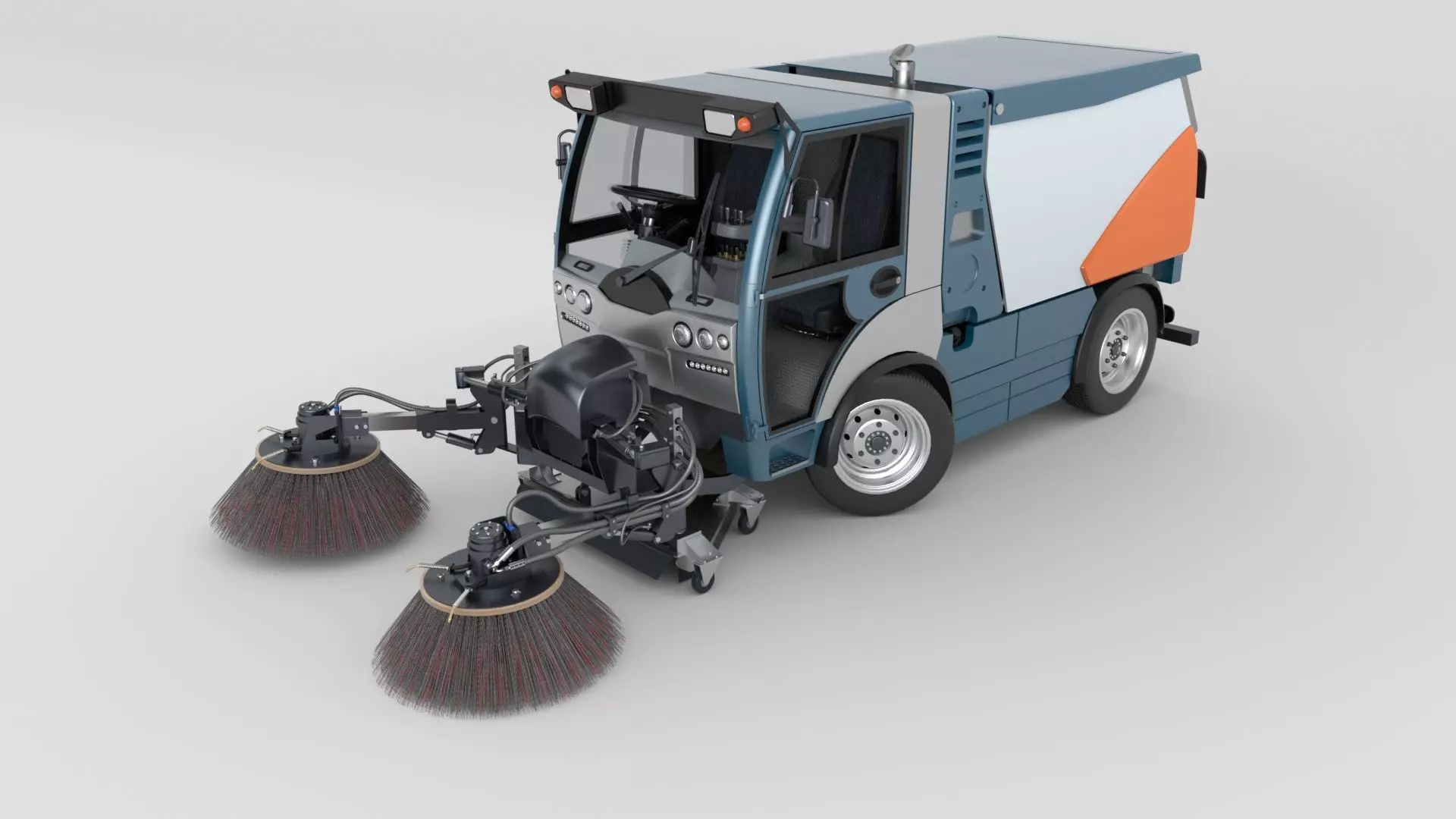 Street Sweeper Rigged and Animated 3D model_22