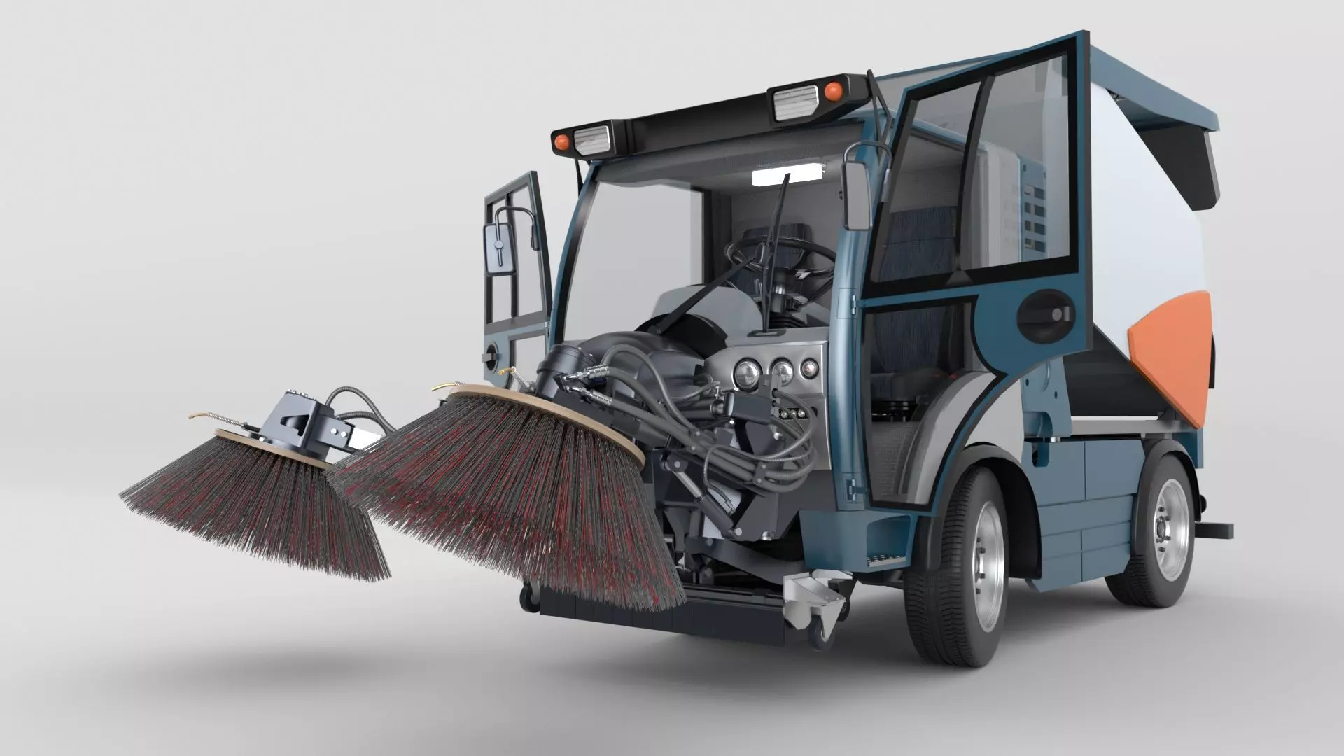 Street Sweeper Rigged and Animated 3D model_54