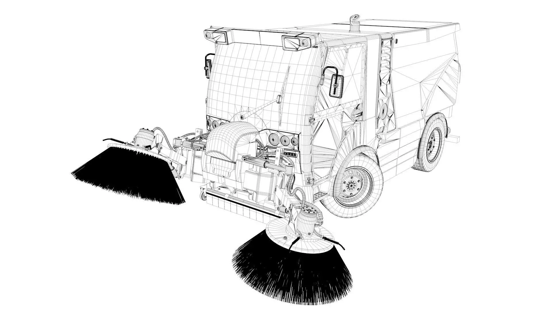 Street Sweeper Rigged and Animated 3D model_73