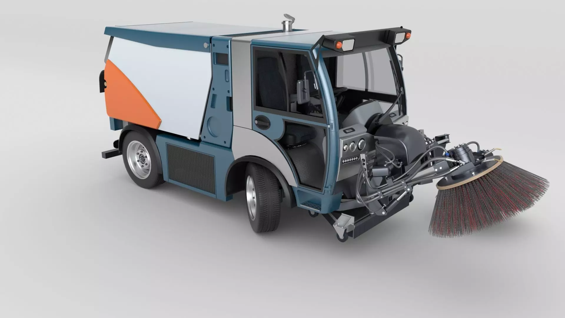 Street Sweeper Rigged and Animated 3D model_6