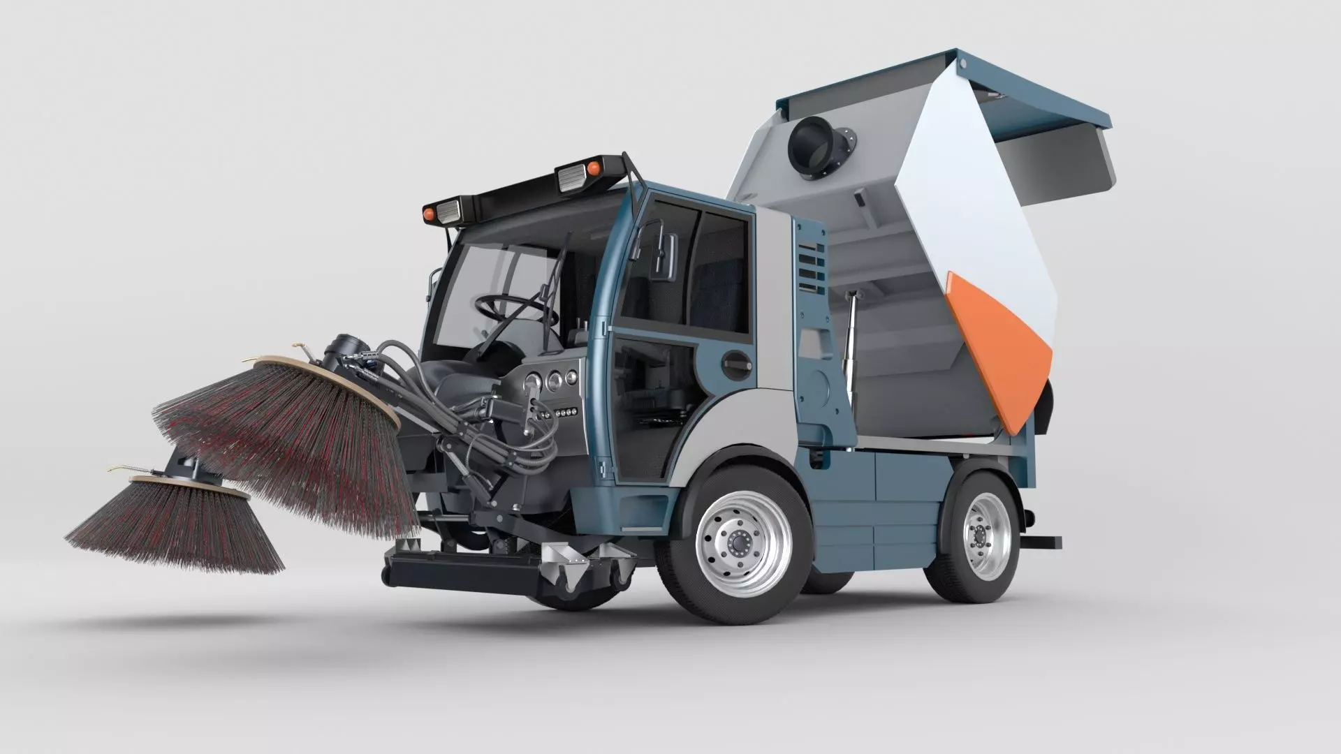 Street Sweeper Rigged and Animated 3D model_34