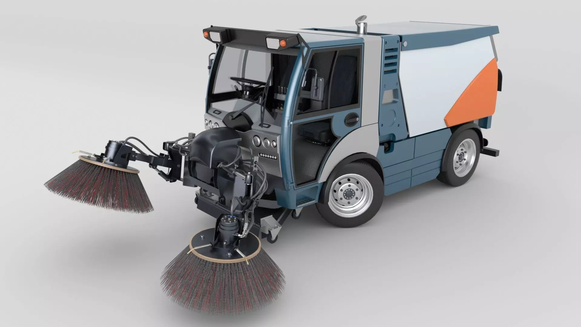 Street Sweeper Rigged and Animated 3D model_13