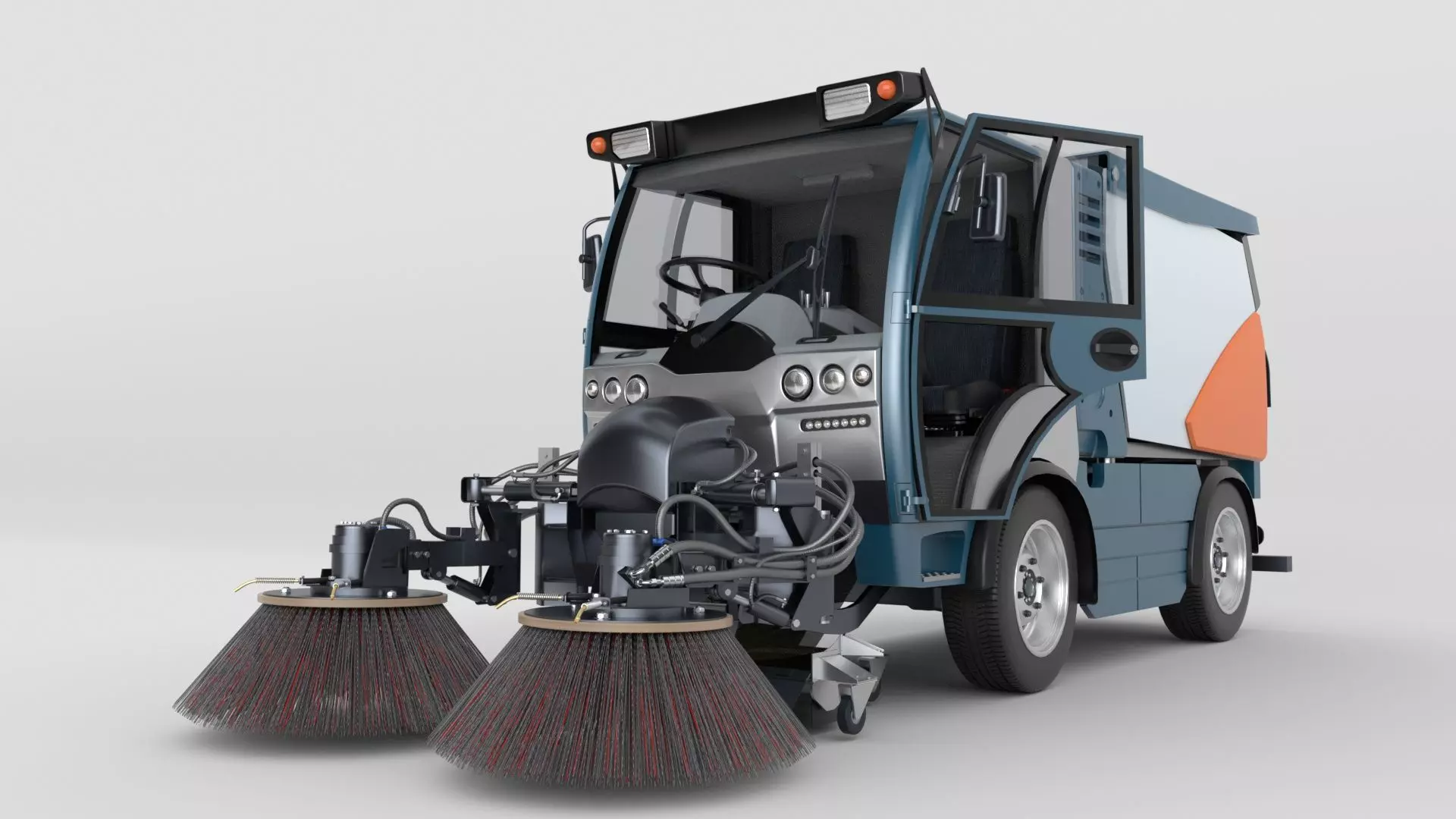 Street Sweeper Rigged and Animated 3D model_62