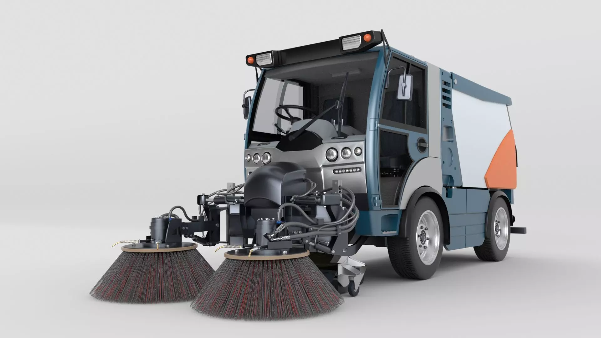 Street Sweeper Rigged and Animated 3D model_64