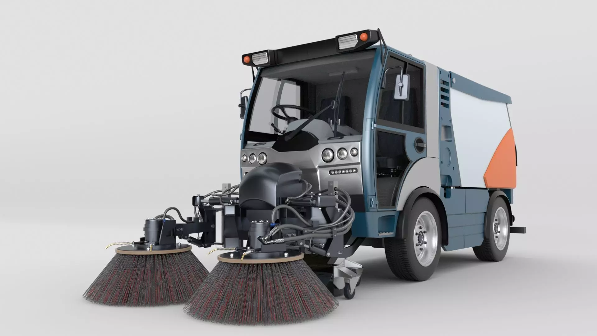 Street Sweeper Rigged and Animated 3D model_63