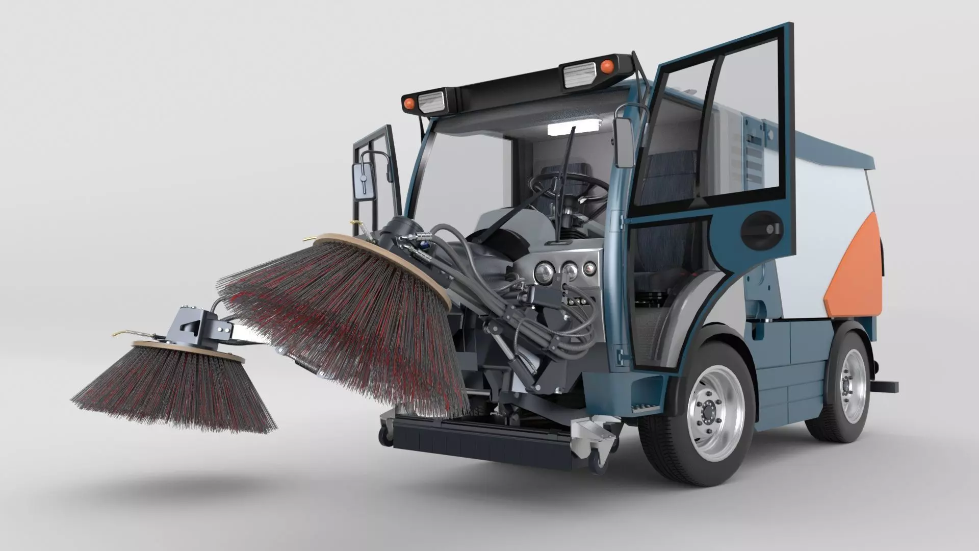 Street Sweeper Rigged and Animated 3D model_52