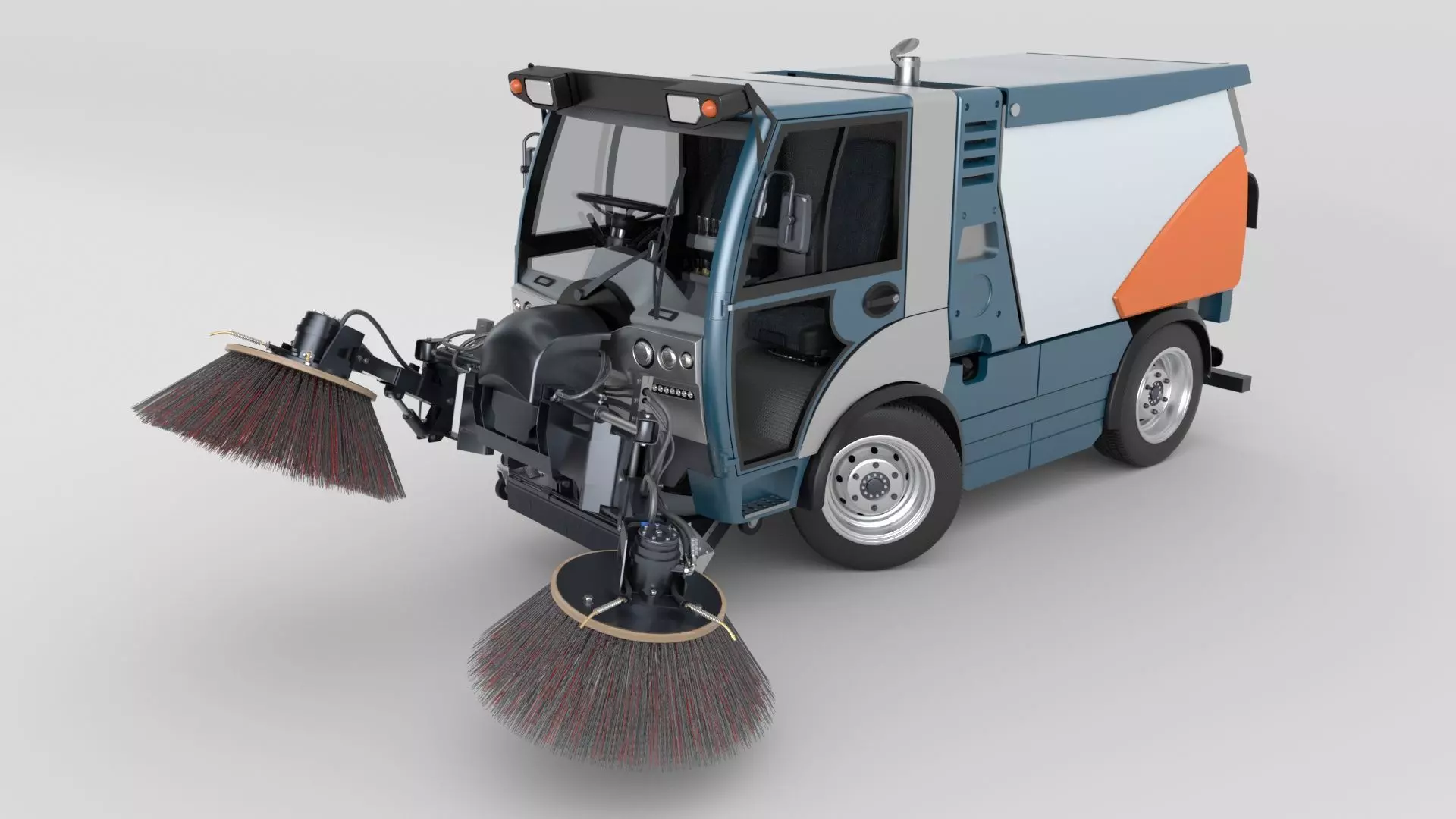 Street Sweeper Rigged and Animated 3D model_8
