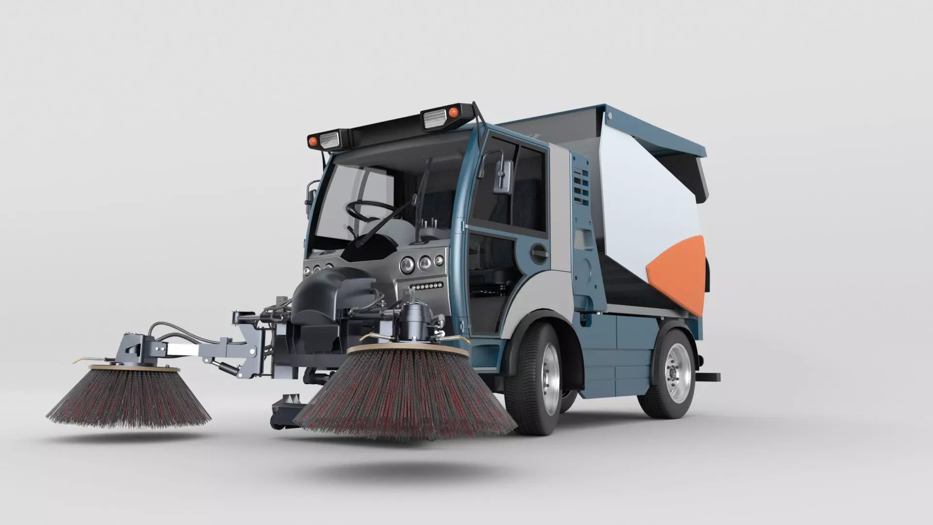 Street Sweeper Rigged and Animated 3D model_31