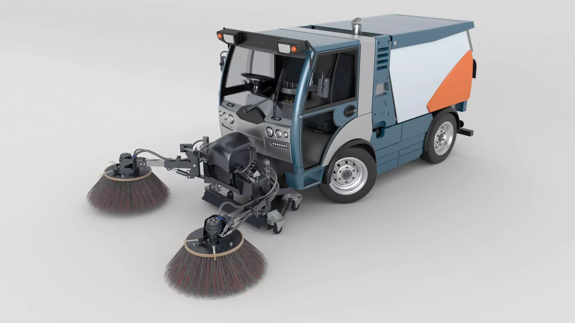 Street Sweeper Rigged and Animated 3D model_23