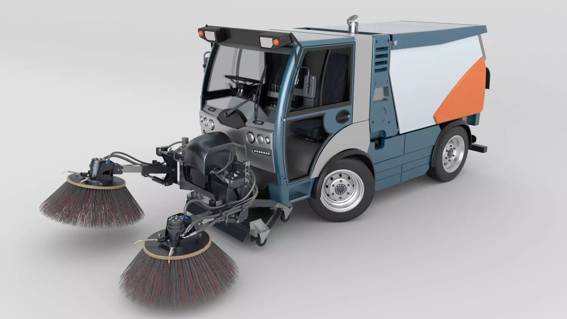 Street Sweeper Rigged and Animated 3D model_17
