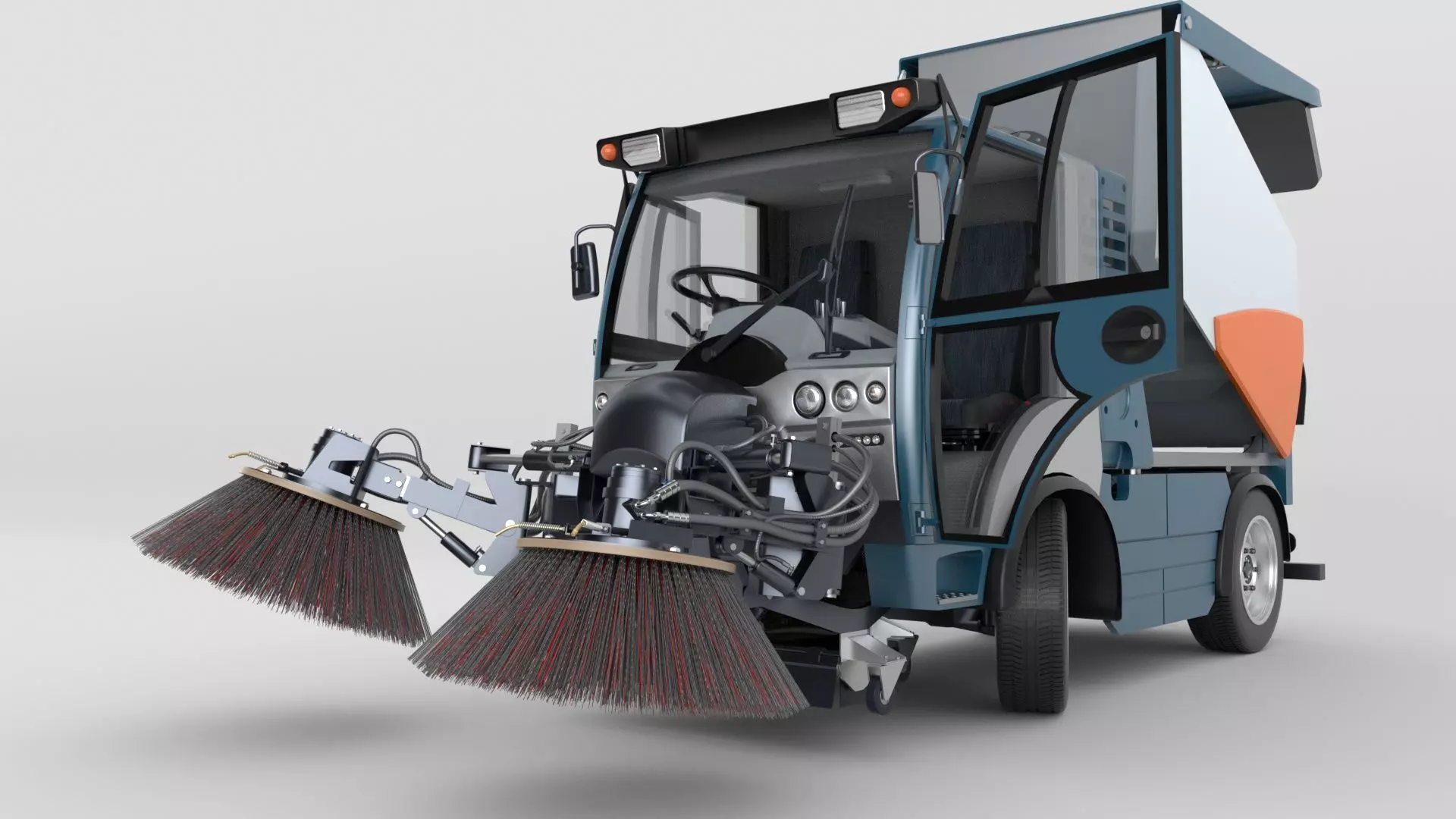 Street Sweeper Rigged and Animated 3D model_59