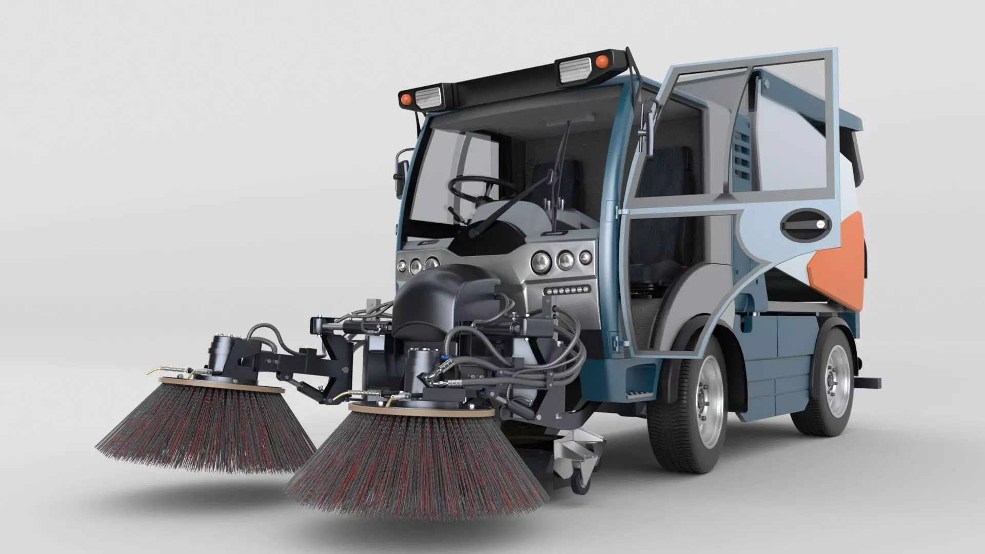 Street Sweeper Rigged and Animated 3D model_61