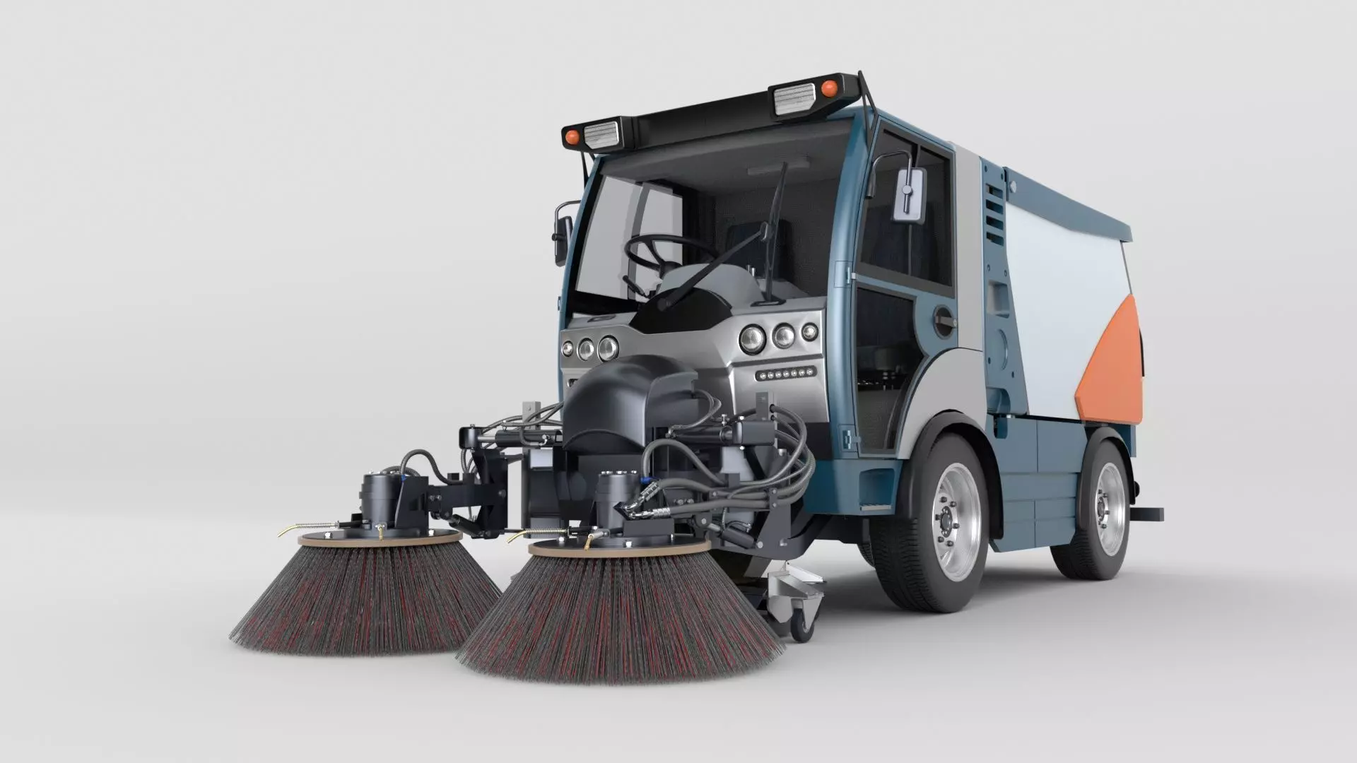 Street Sweeper Rigged and Animated 3D model_69