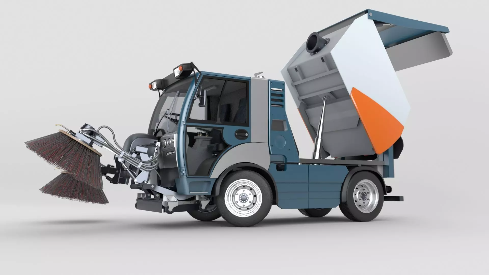 Street Sweeper Rigged and Animated 3D model_35