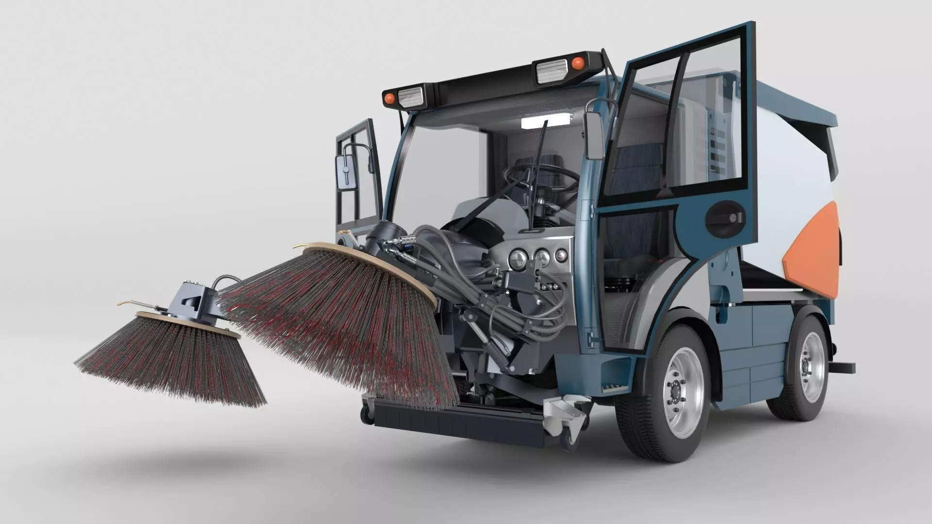 Street Sweeper Rigged and Animated 3D model_53