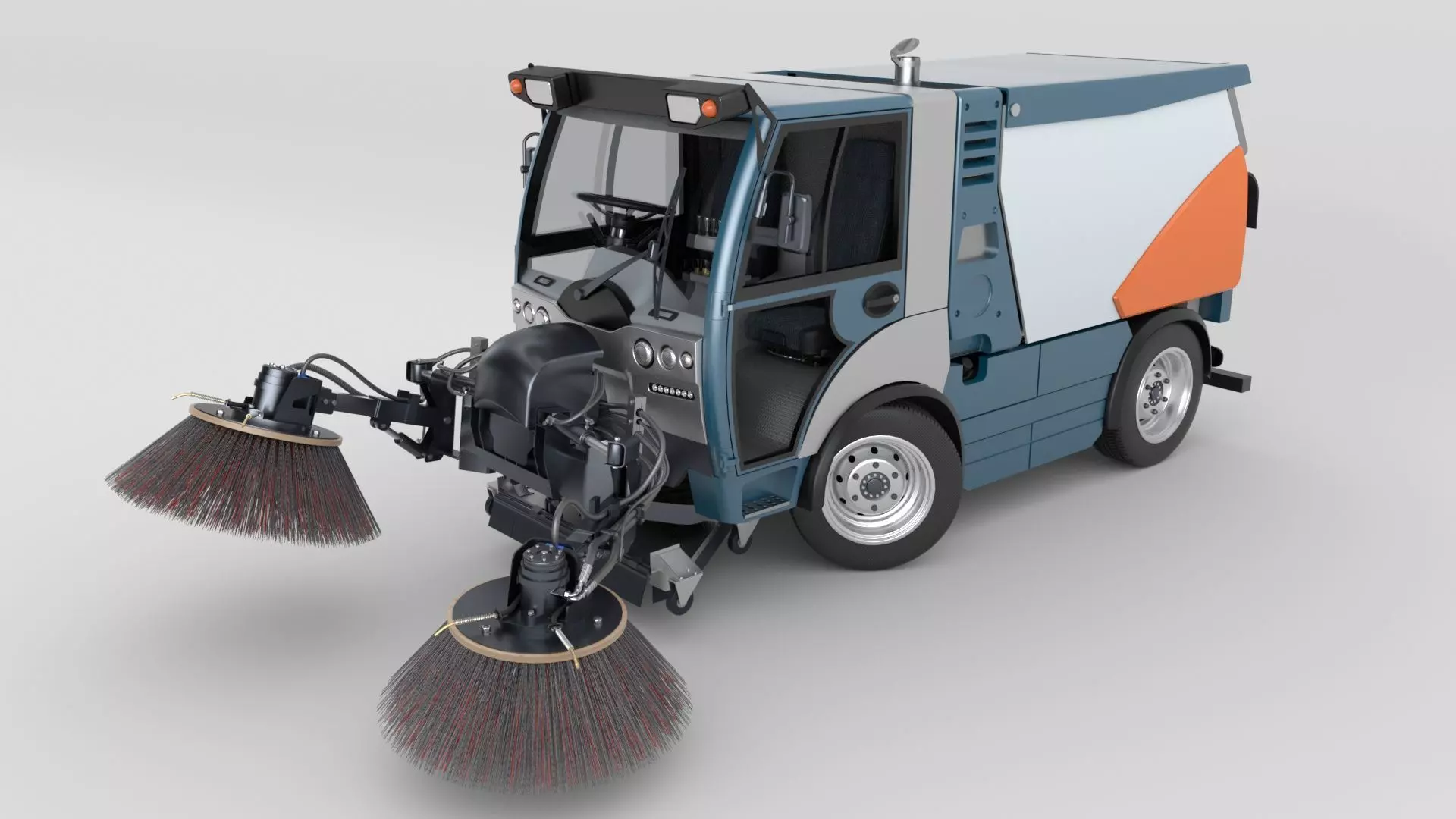 Street Sweeper Rigged and Animated 3D model_14