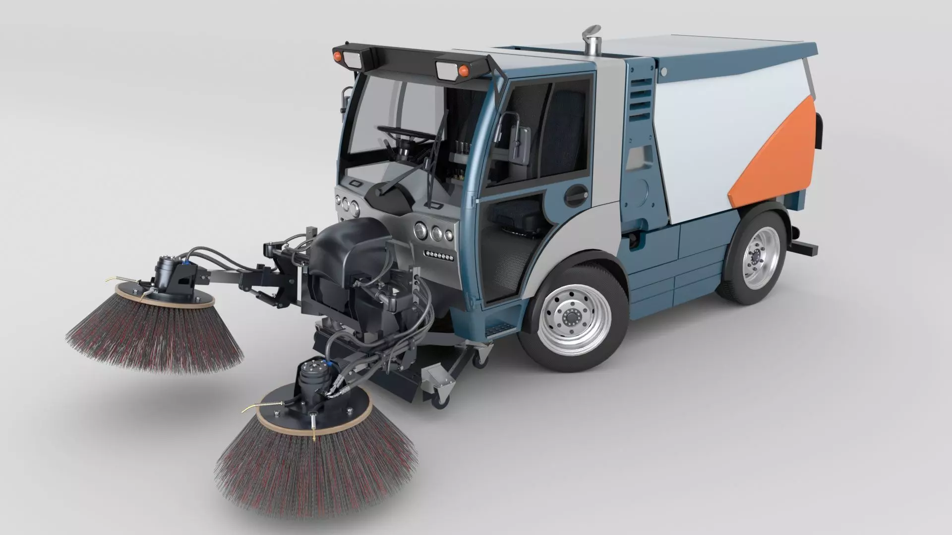 Street Sweeper Rigged and Animated 3D model_16