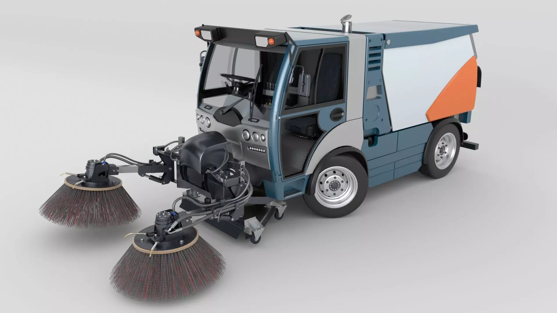 Street Sweeper Rigged and Animated 3D model_18
