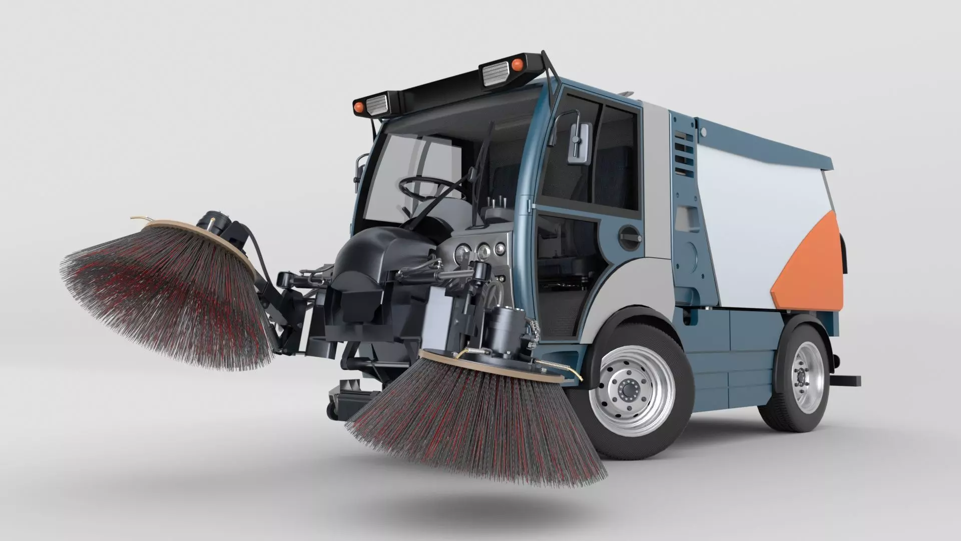 Street Sweeper Rigged and Animated 3D model_1