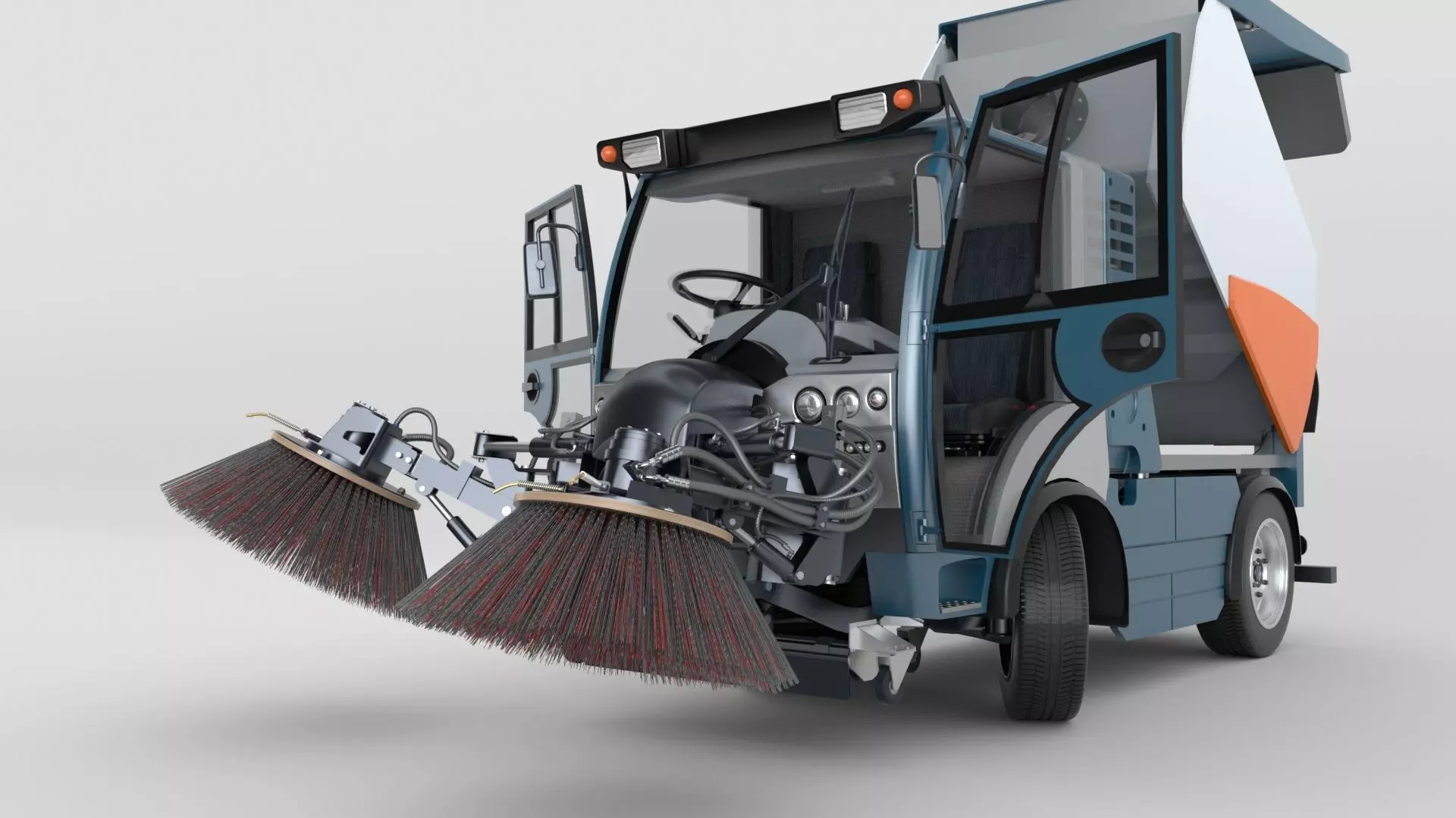 Street Sweeper Rigged and Animated 3D model_57