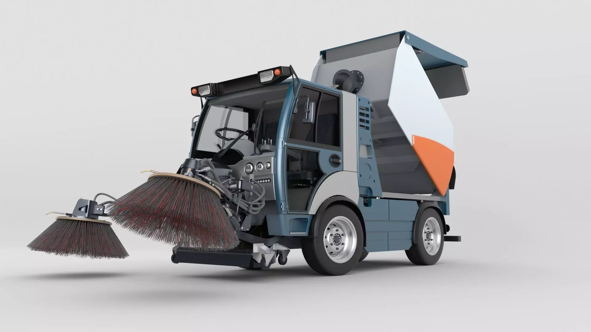 Street Sweeper Rigged and Animated 3D model_33