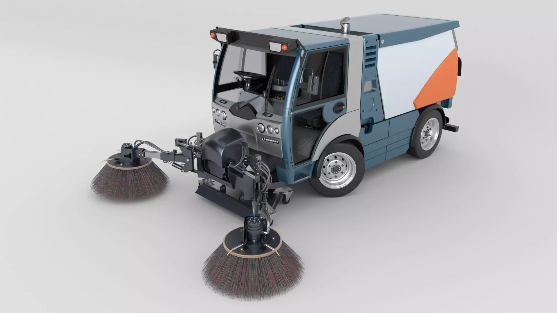 Street Sweeper Rigged and Animated 3D model_24