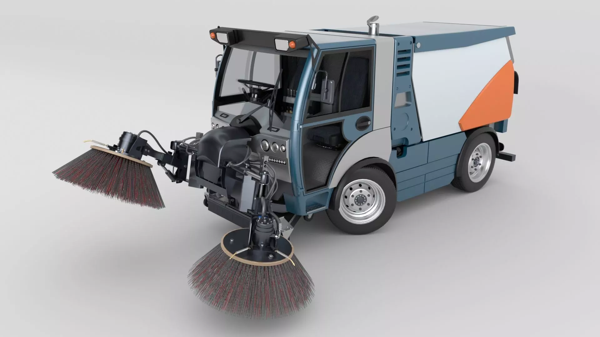 Street Sweeper Rigged and Animated 3D model_10