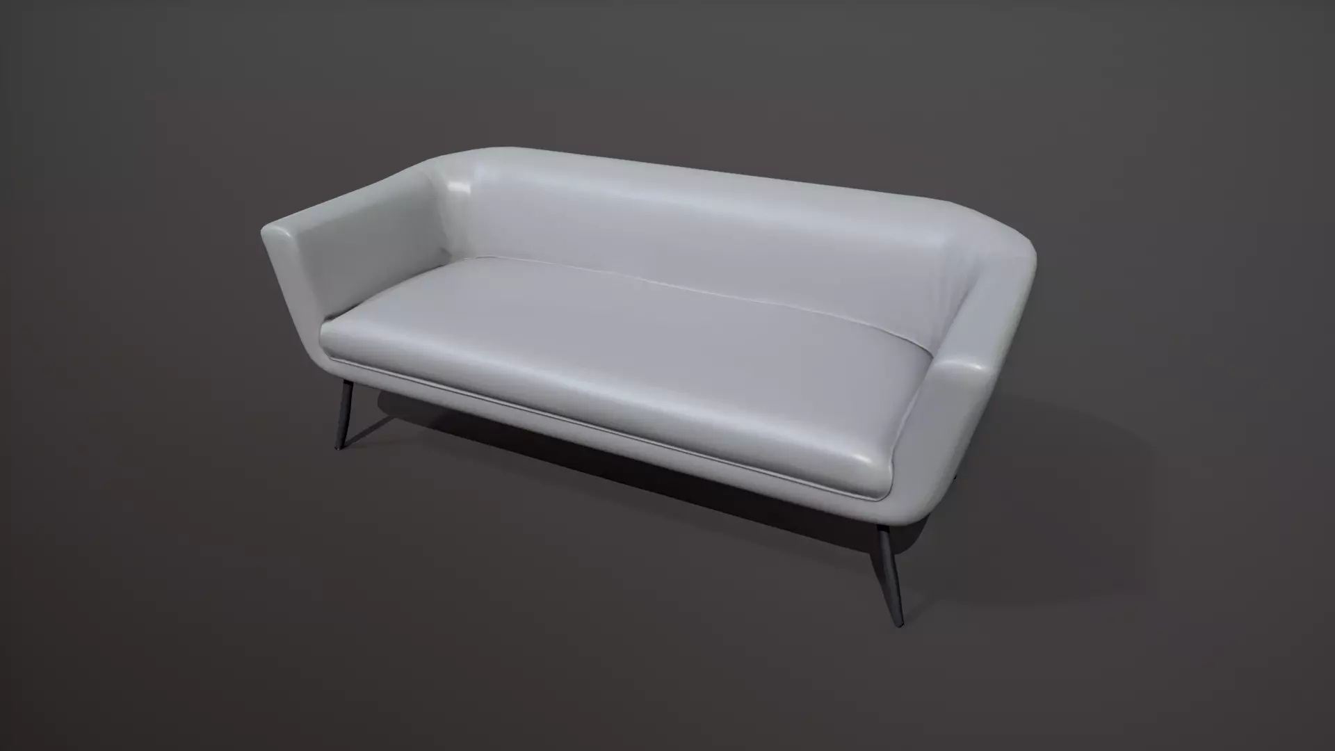 Leather Gray Sofa Low-poly 3D model_2