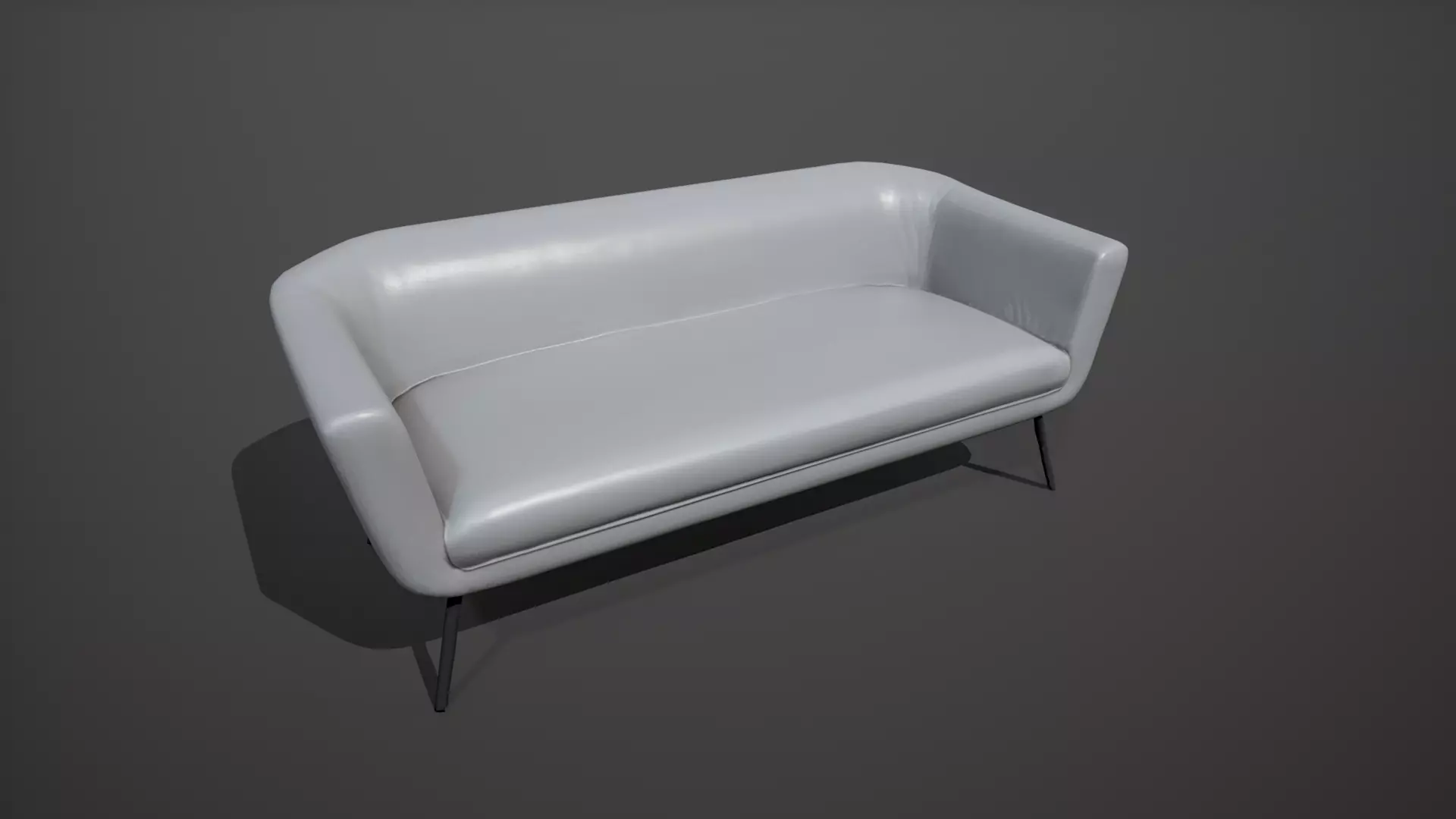 Leather Gray Sofa Low-poly 3D model_0