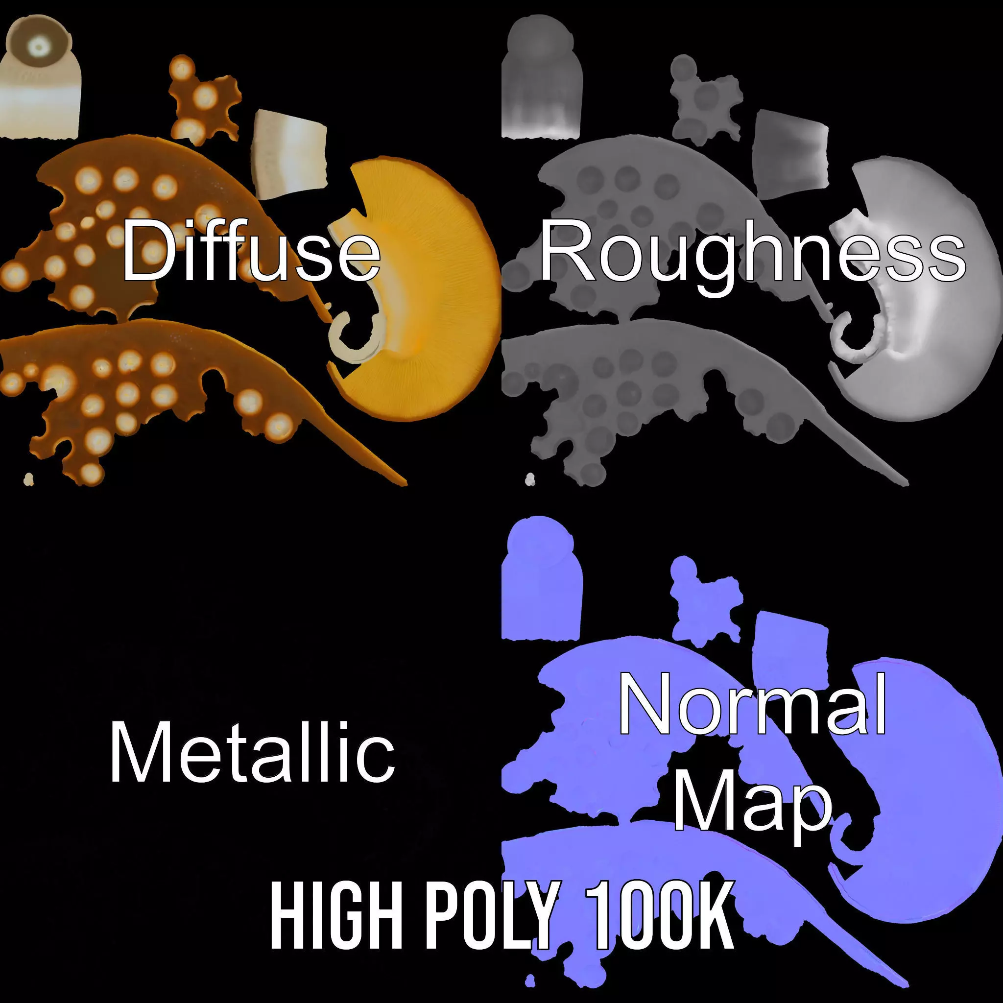 Glowing Mushroom Lamp model pack Low-poly 3D model_3