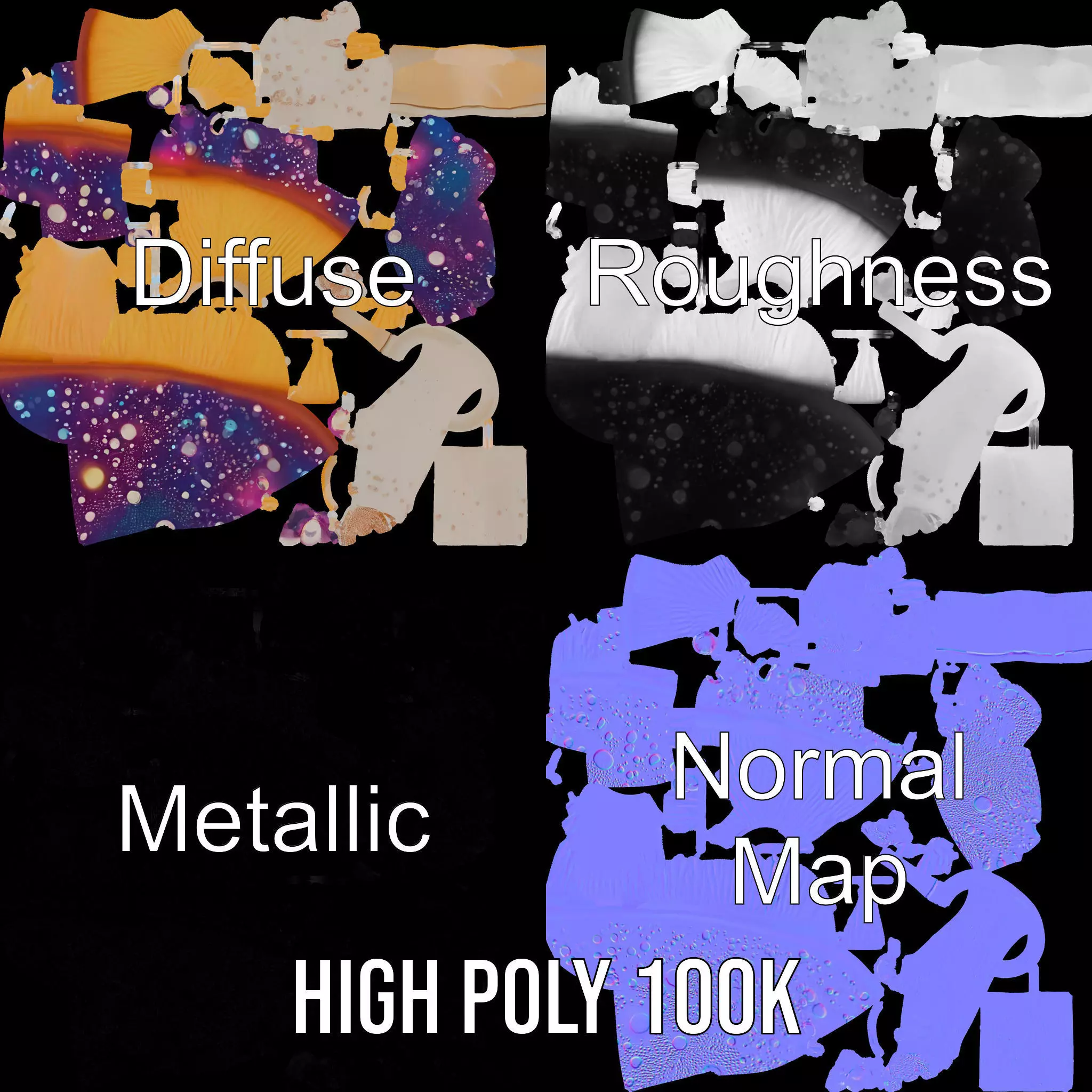 Cosmic Mushroom model pack Low-poly 3D model_3