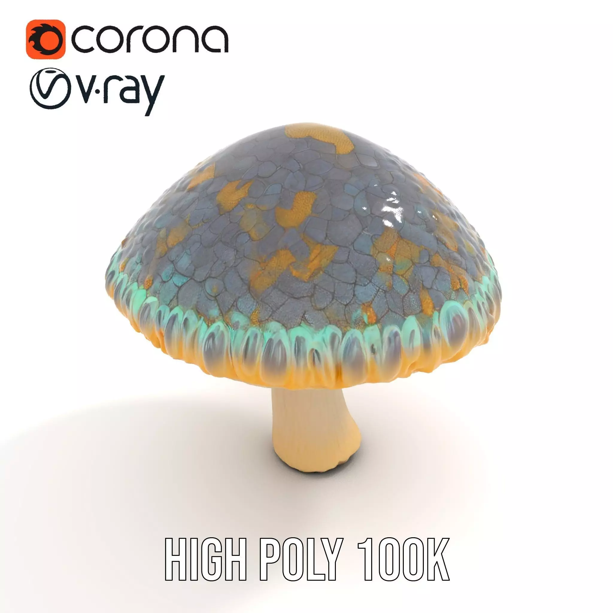 Iridescent Mushroom model pack Low-poly 3D model_15