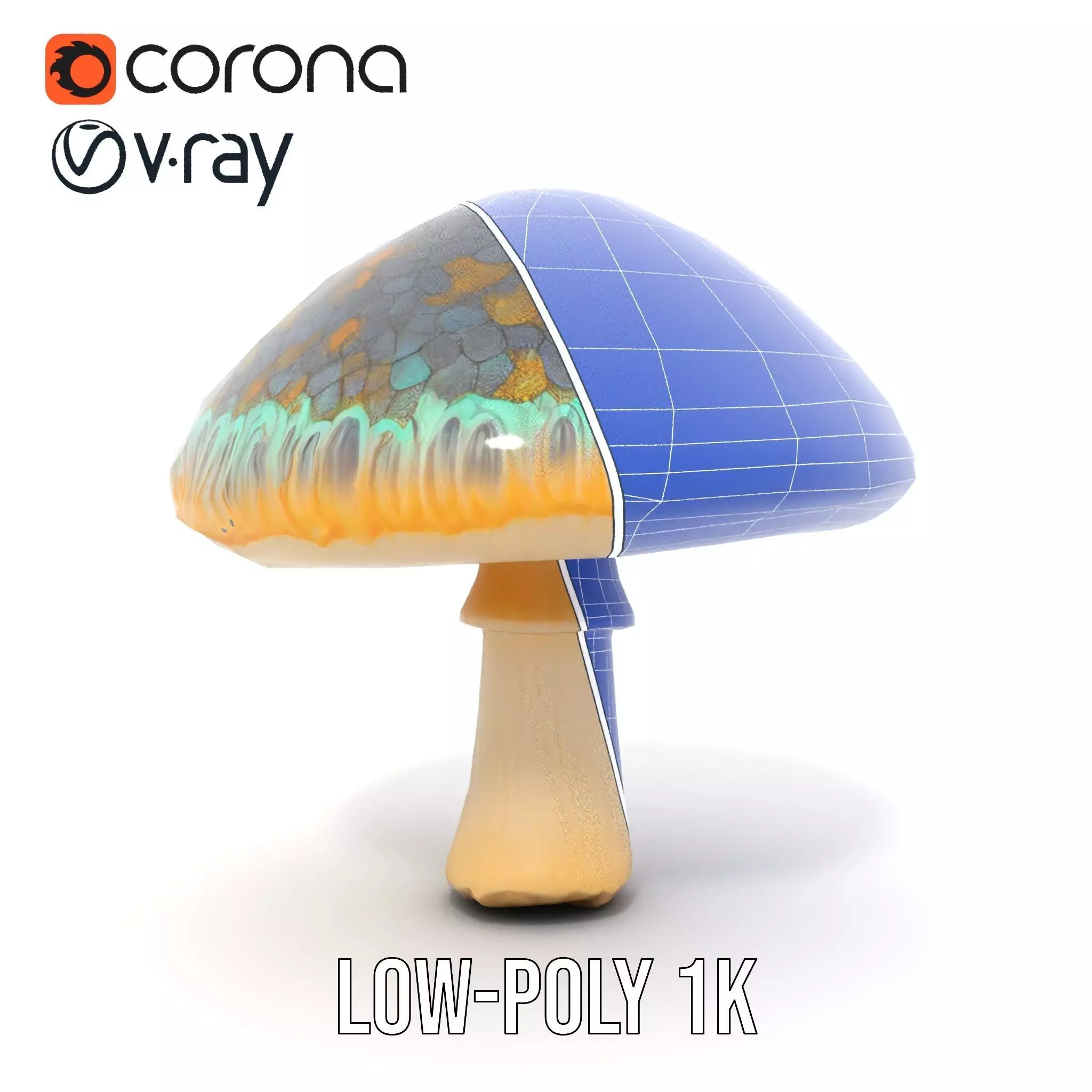 Iridescent Mushroom model pack Low-poly 3D model_12