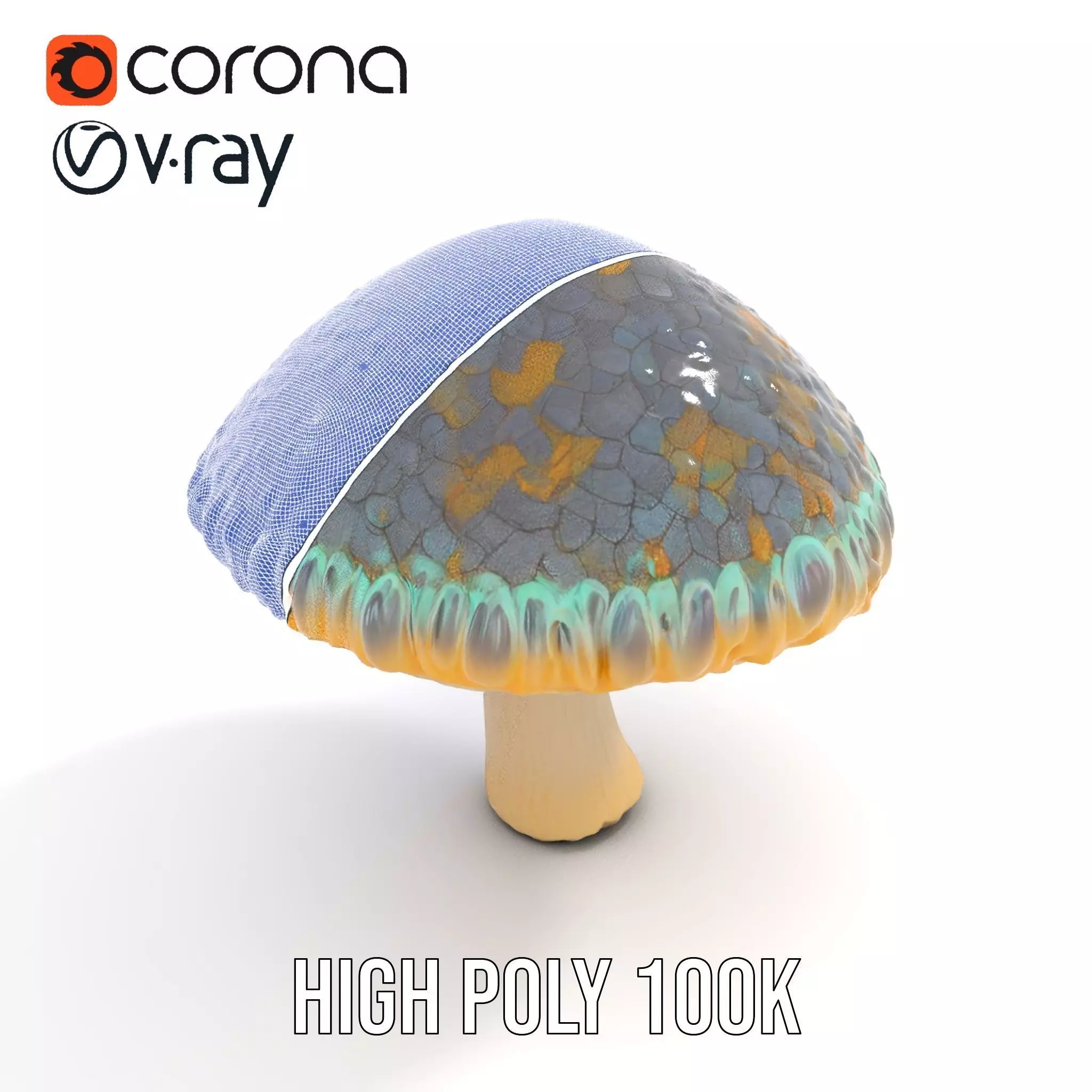 Iridescent Mushroom model pack Low-poly 3D model_33