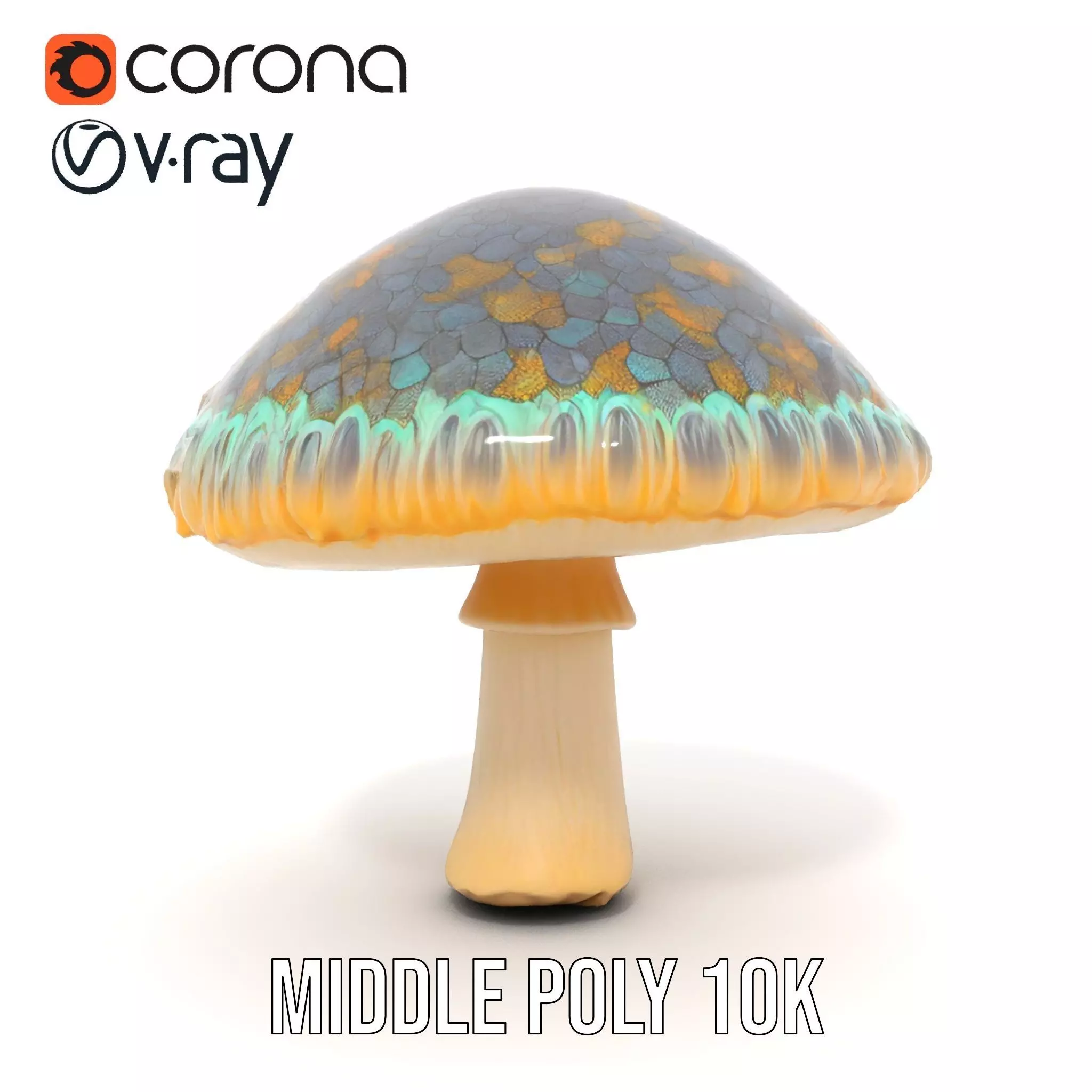 Iridescent Mushroom model pack Low-poly 3D model_5