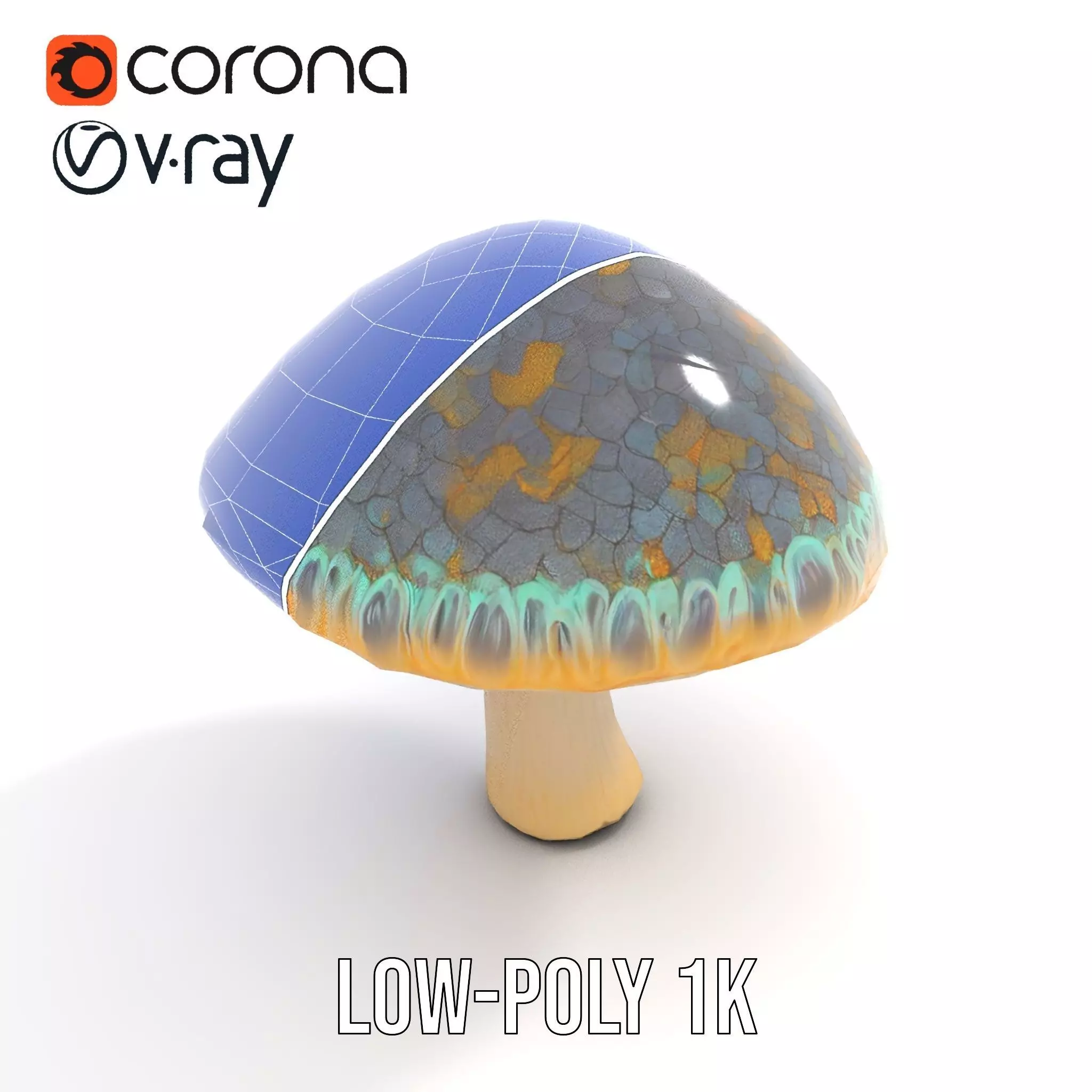 Iridescent Mushroom model pack Low-poly 3D model_19
