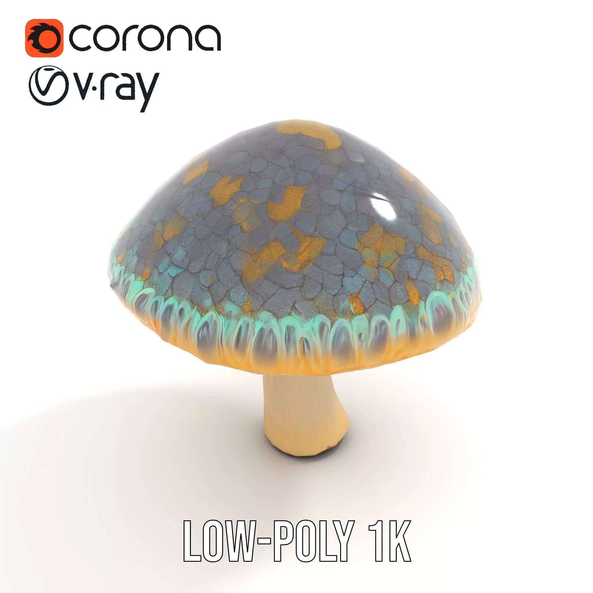 Iridescent Mushroom model pack Low-poly 3D model_7