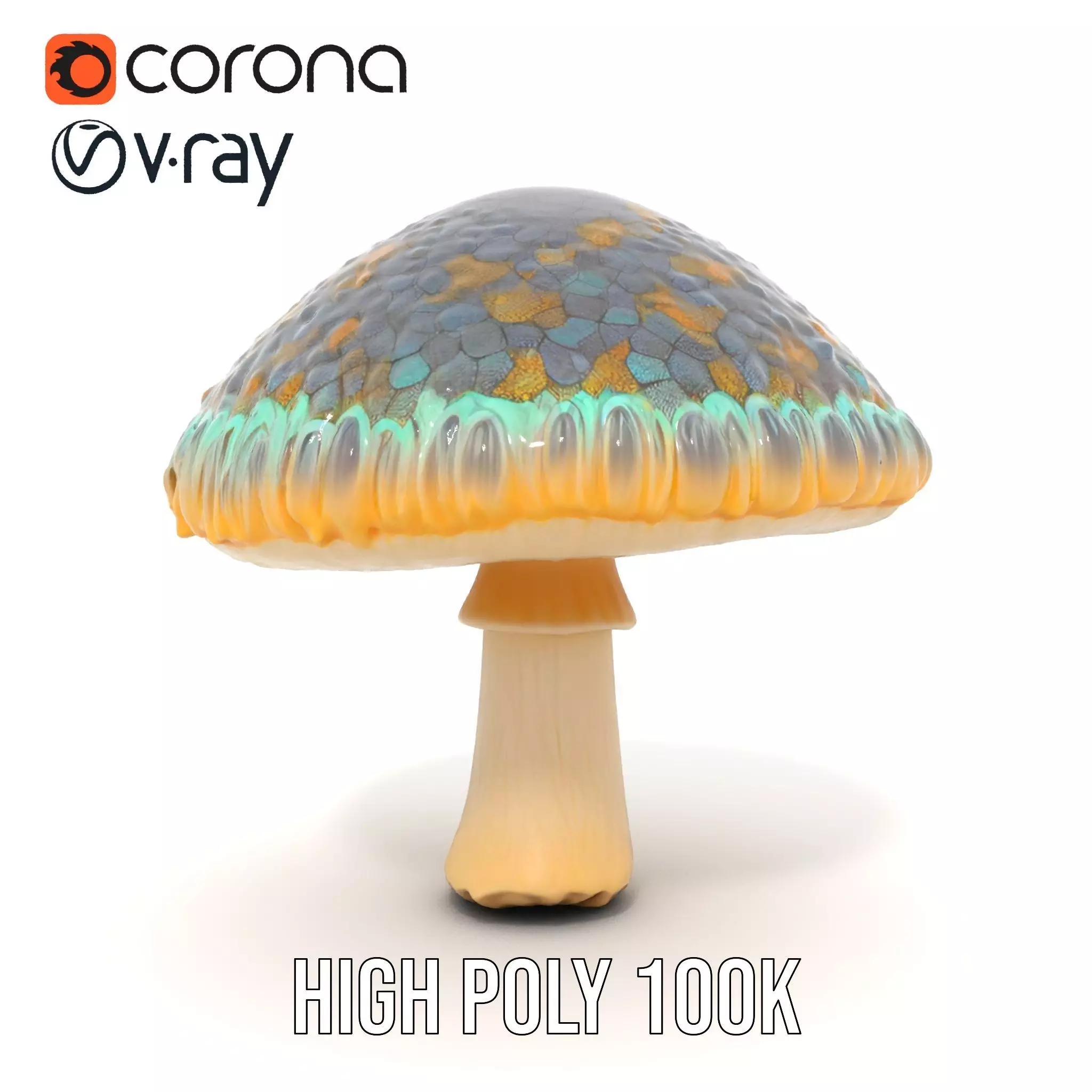 Iridescent Mushroom model pack Low-poly 3D model_23