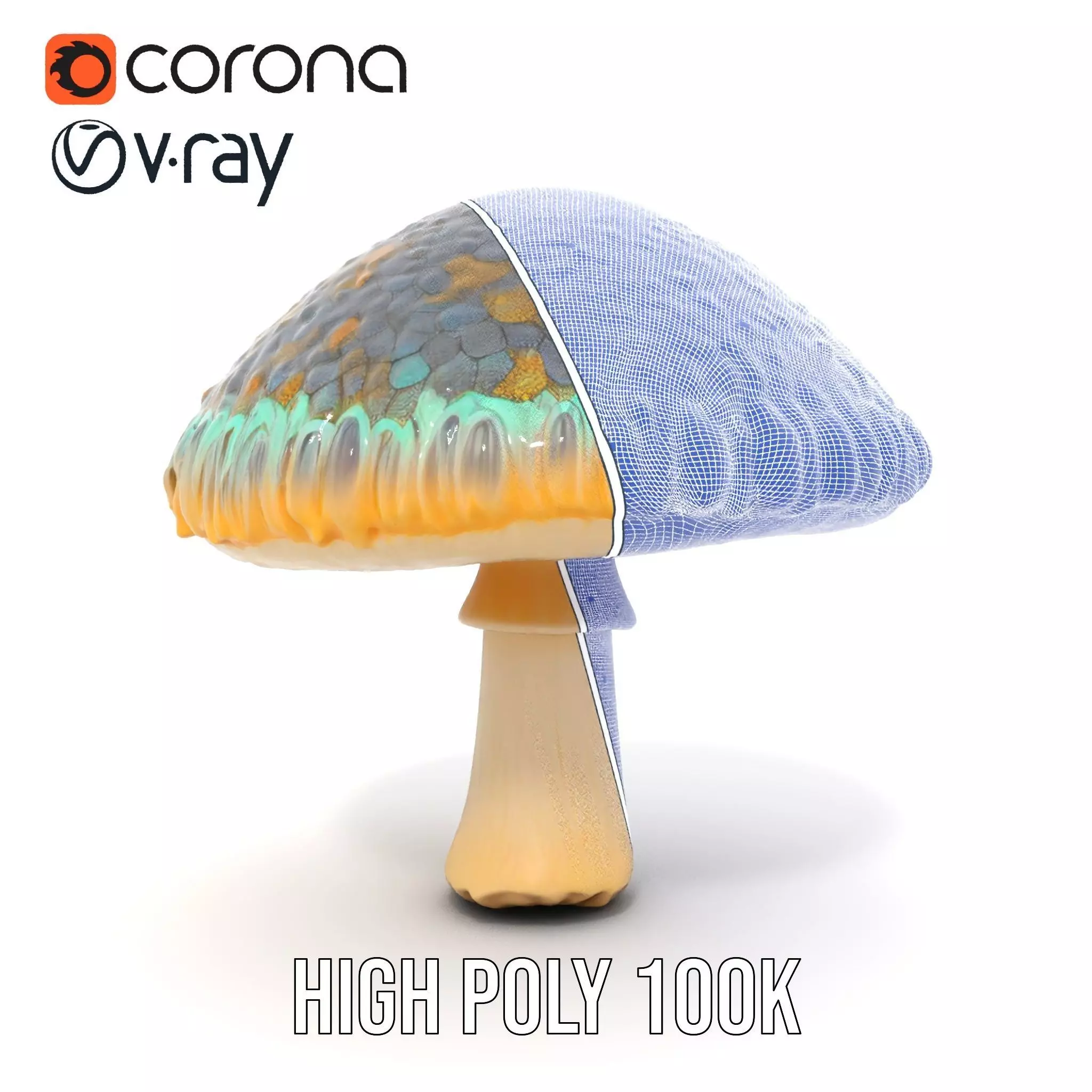 Iridescent Mushroom model pack Low-poly 3D model_34