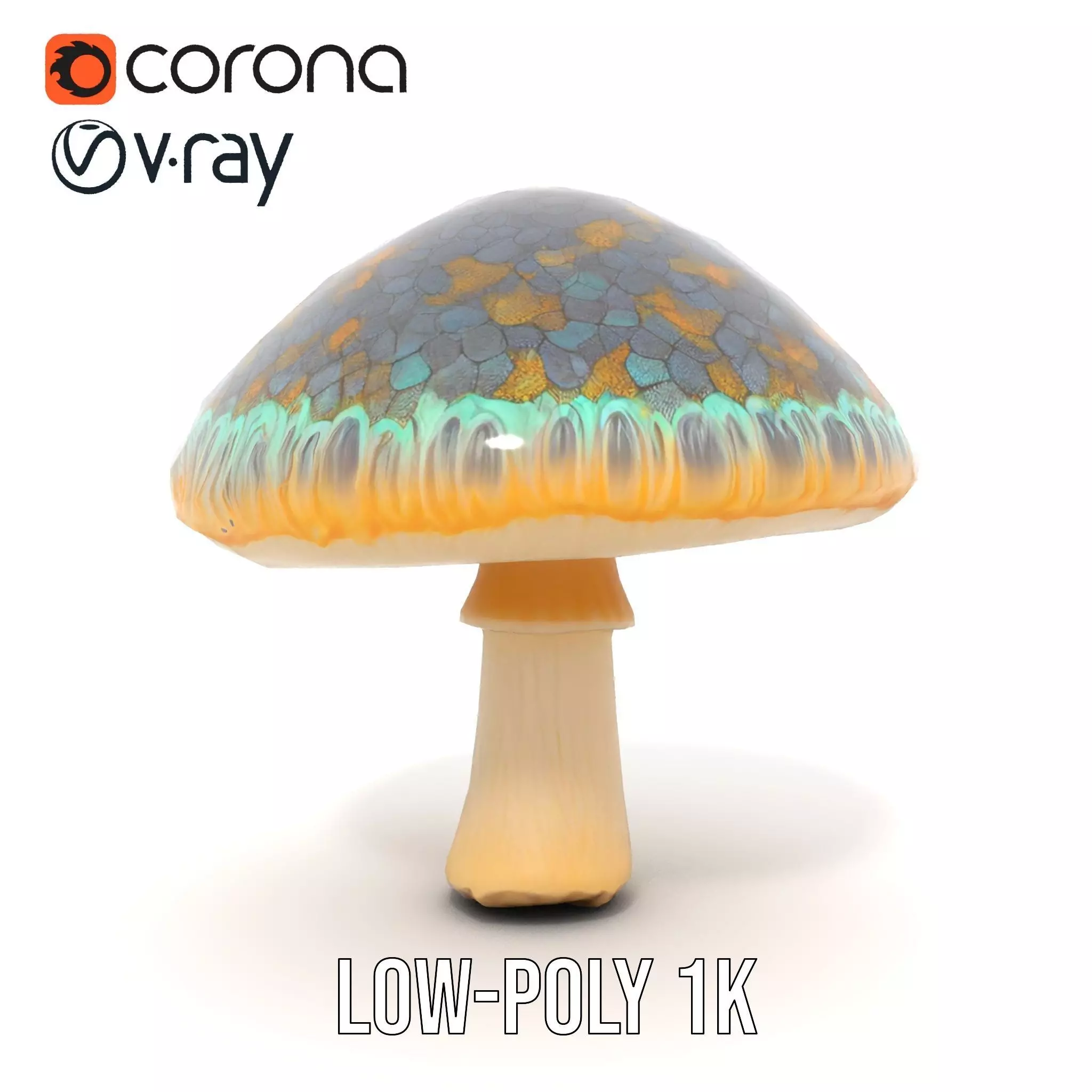 Iridescent Mushroom model pack Low-poly 3D model_25